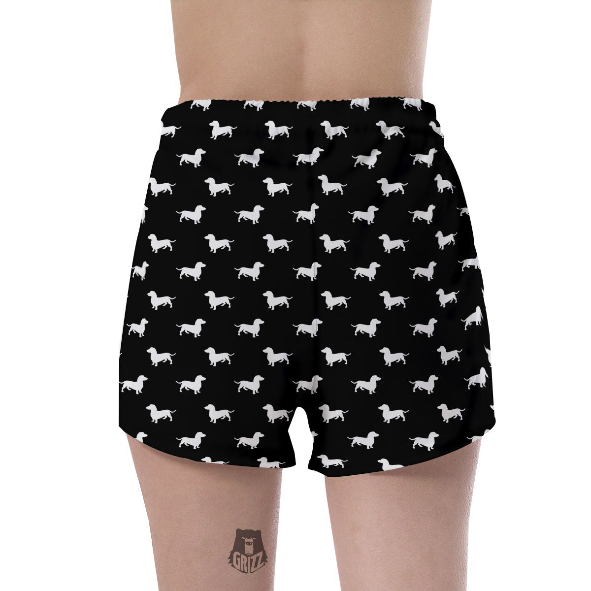 Dachshund White And Black Print Pattern Women's Shorts-grizzshop