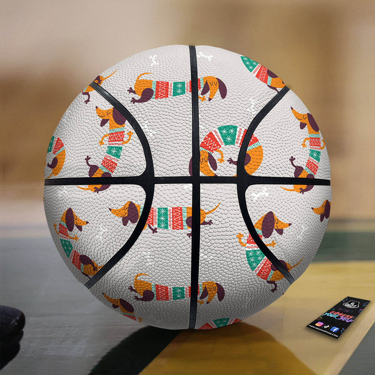 Dachshund Xmas Print Pattern Basketball
