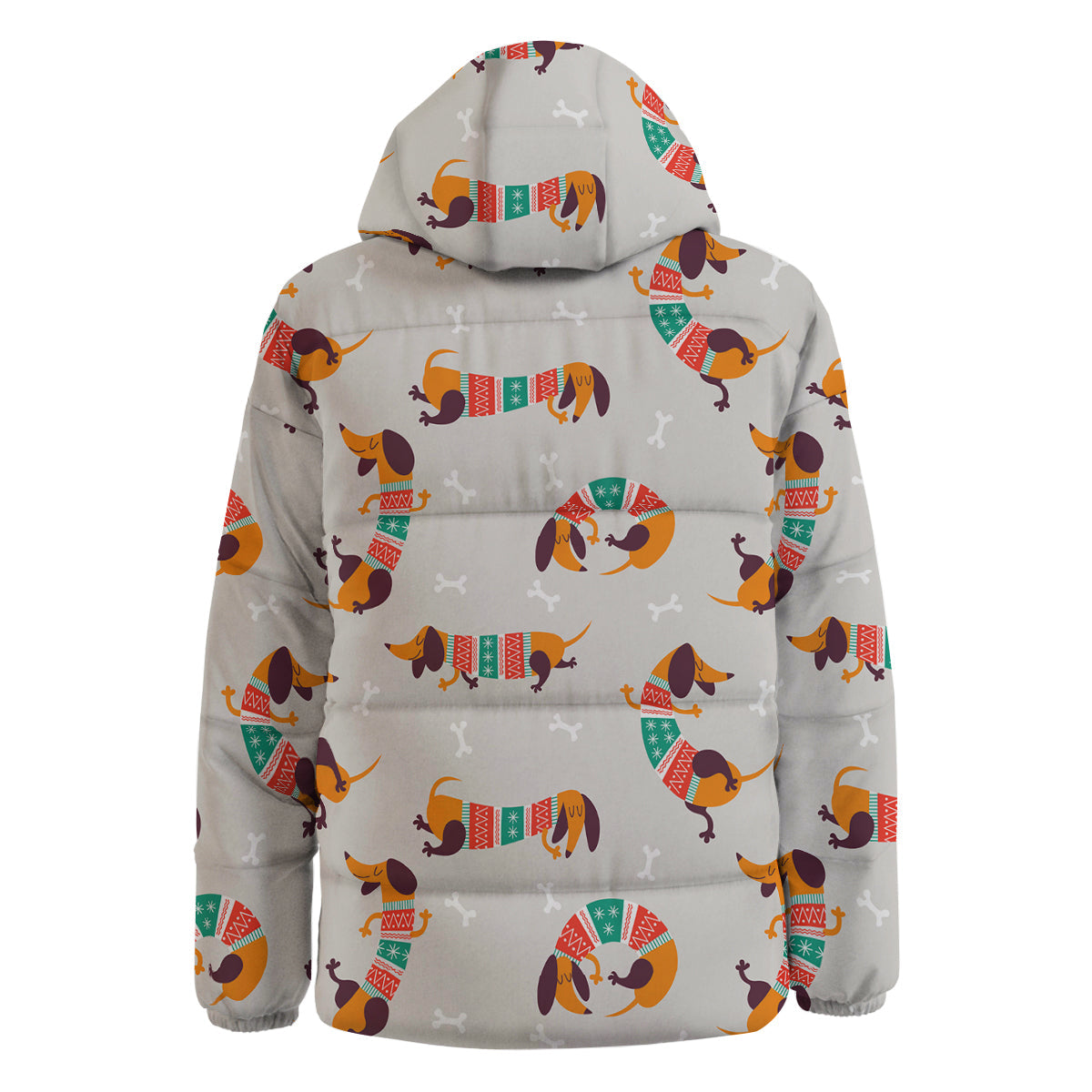 Dachshund Xmas Print Pattern Down Jacket-grizzshop
