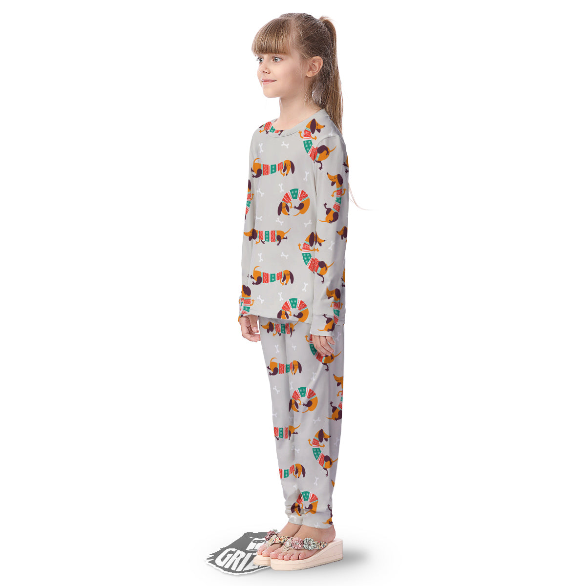 Dachshund Xmas Print Pattern Kid's Pajamas-grizzshop