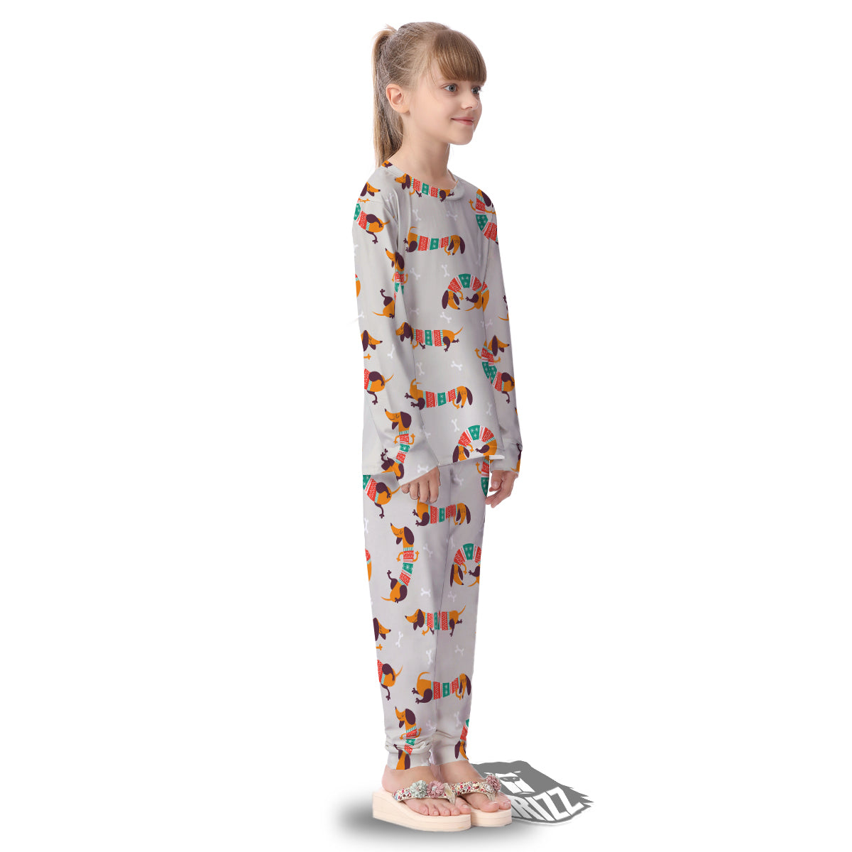 Dachshund Xmas Print Pattern Kid's Pajamas-grizzshop