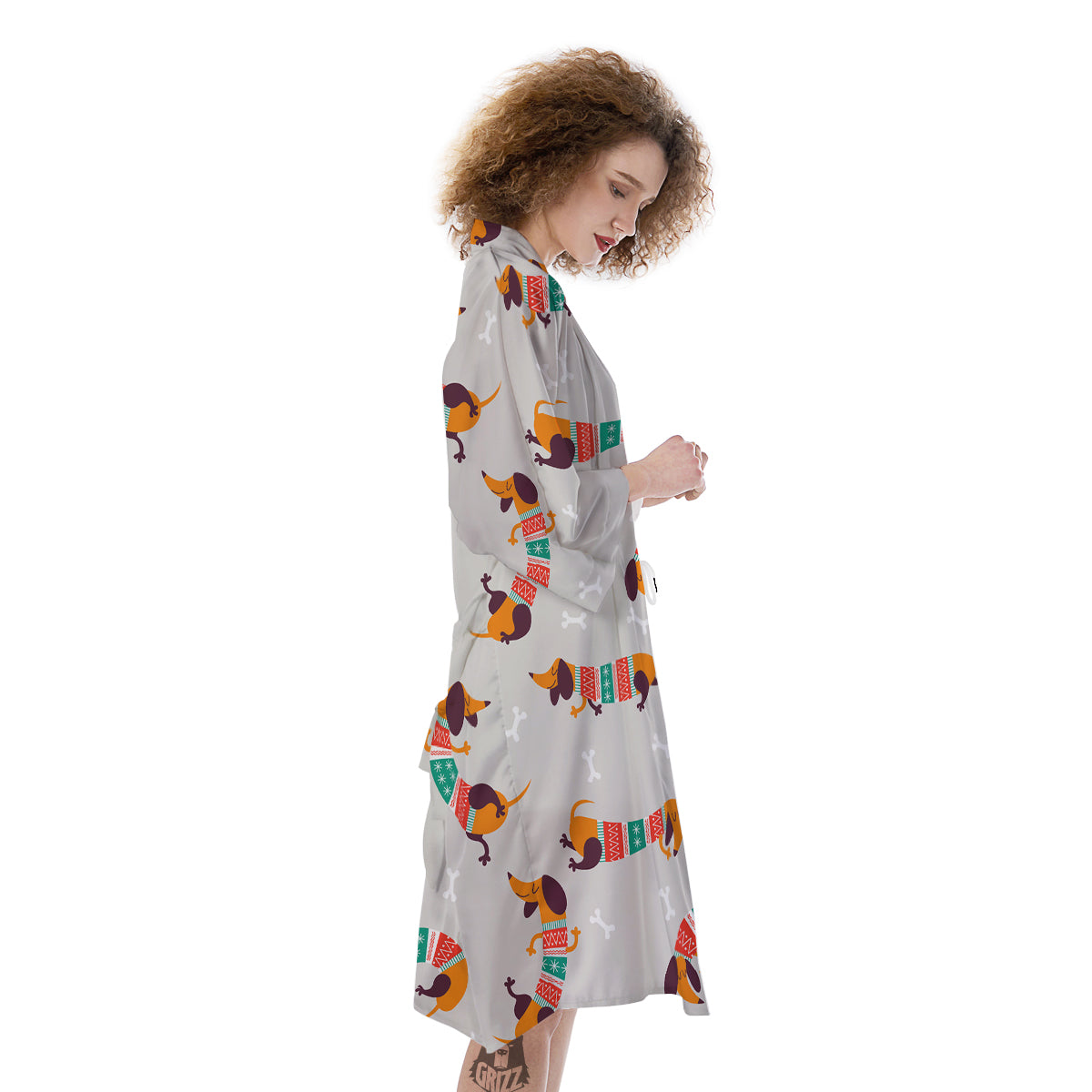 Dachshund Xmas Print Pattern Kimono-grizzshop