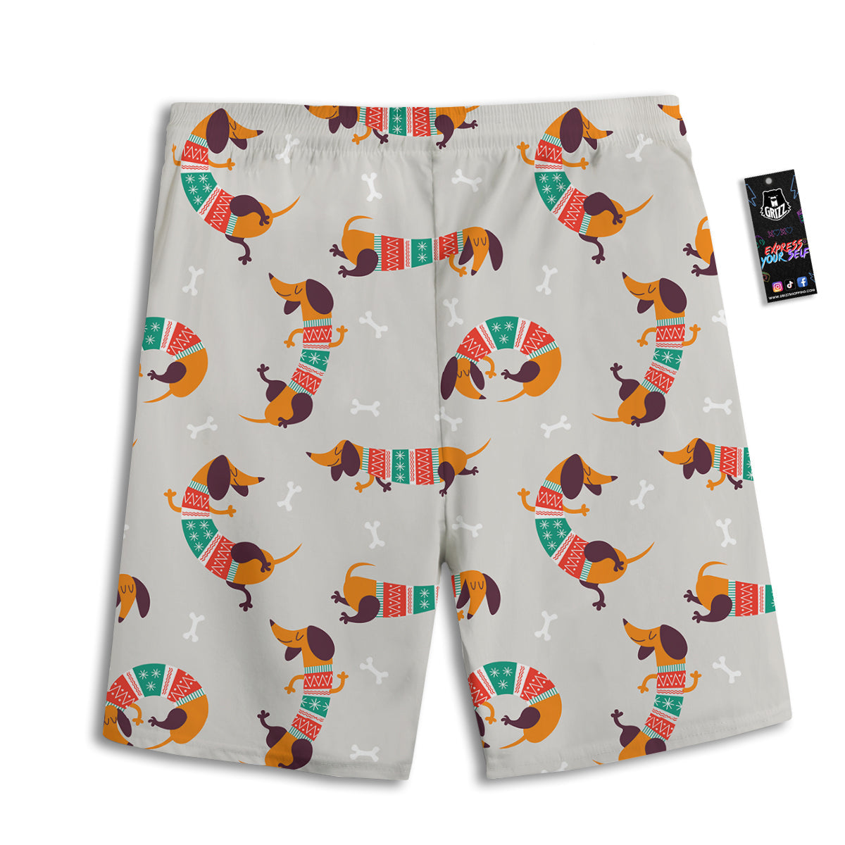 Dachshund Xmas Print Pattern Men's Athletic Shorts