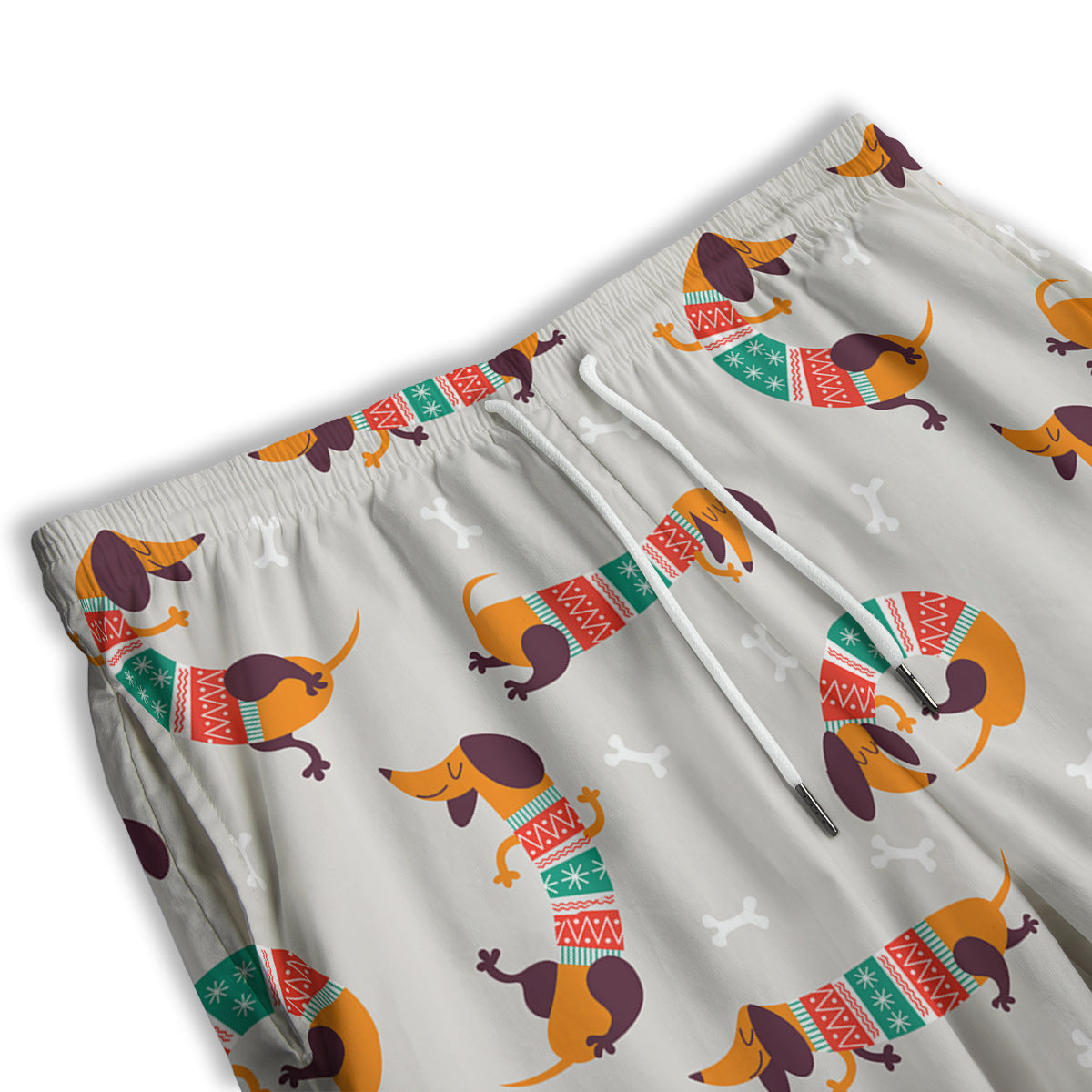 Dachshund Xmas Print Pattern Men's Athletic Shorts