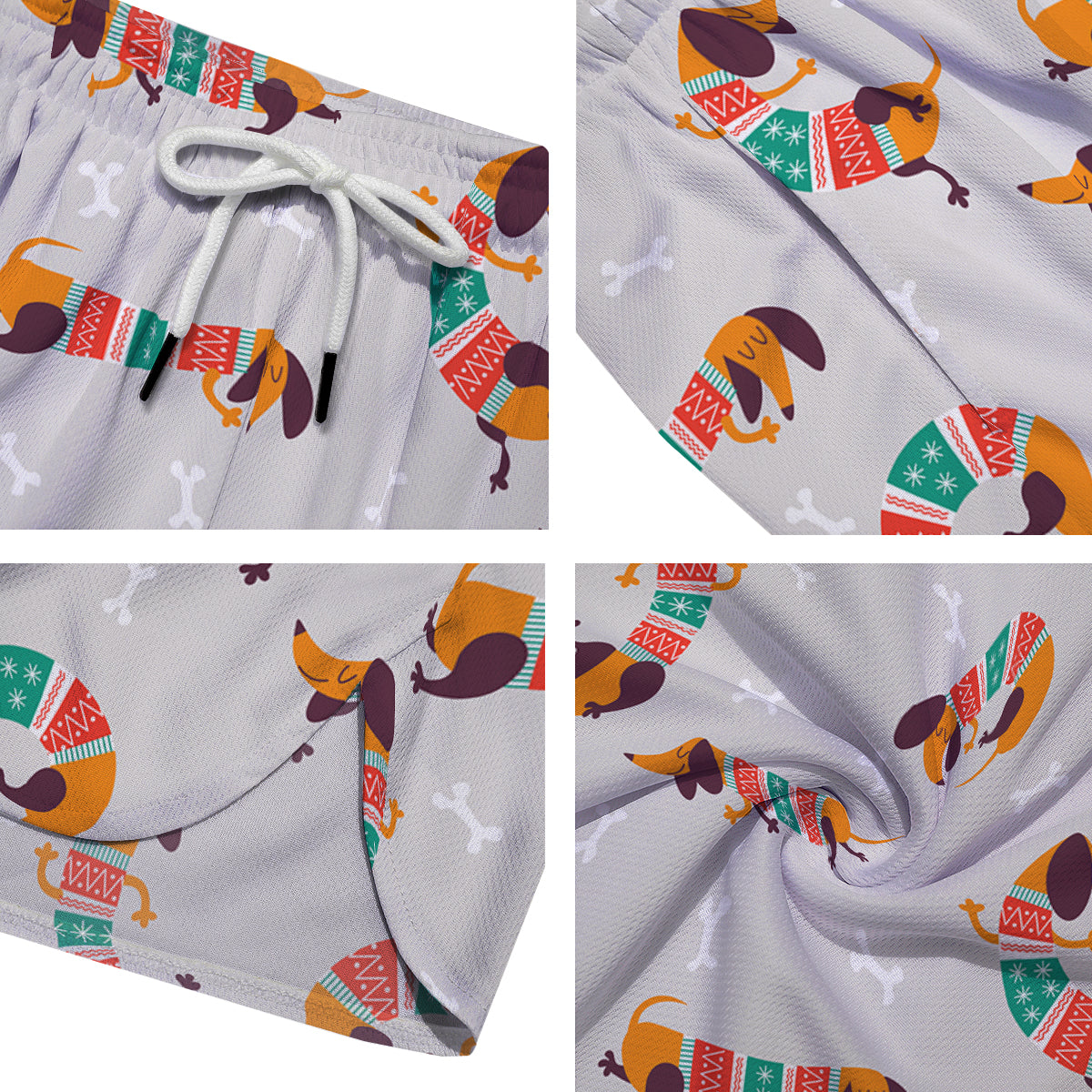 Dachshund Xmas Print Pattern Men's Running Shorts-grizzshop