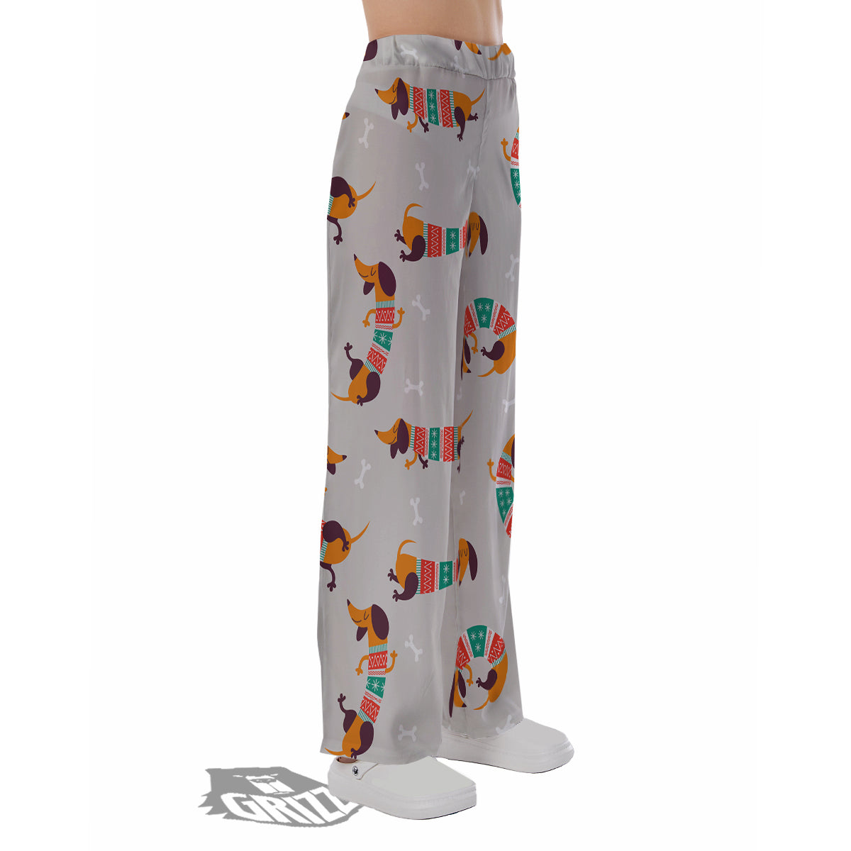 Dachshund Xmas Print Pattern Pajama Pants-grizzshop
