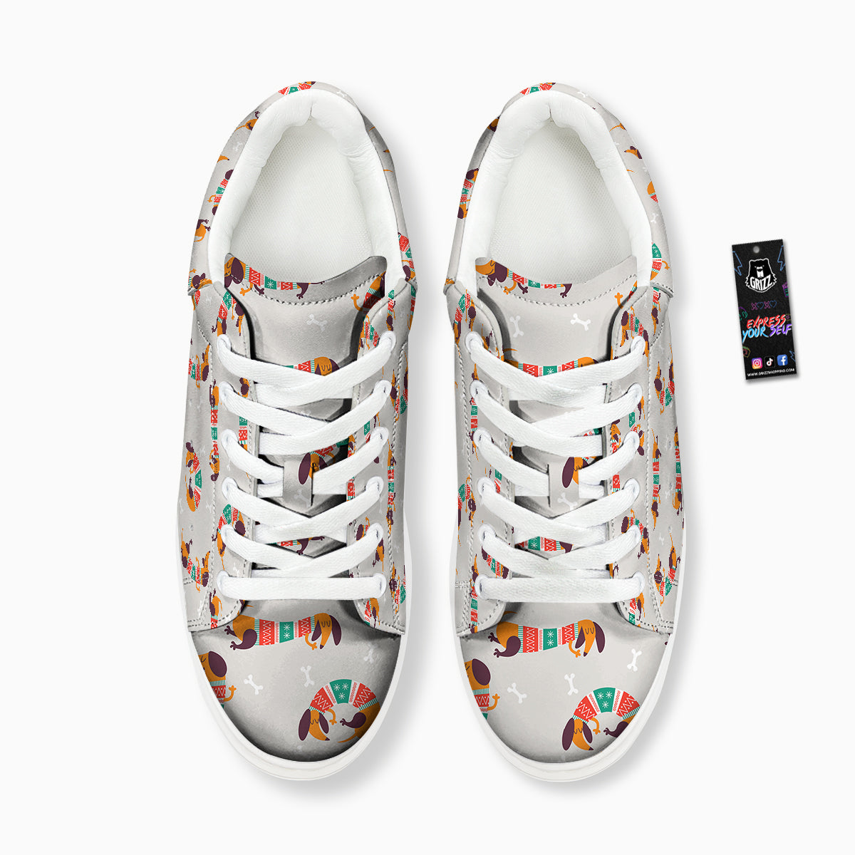 Dachshund Xmas Print Pattern Platform Shoes-grizzshop