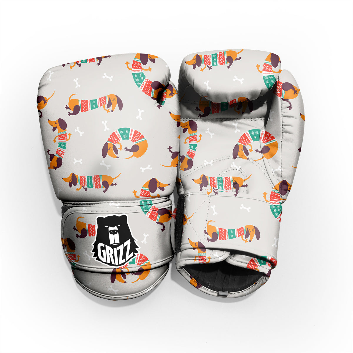 Dachshund Xmas Print Pattern Pro Boxing Glove