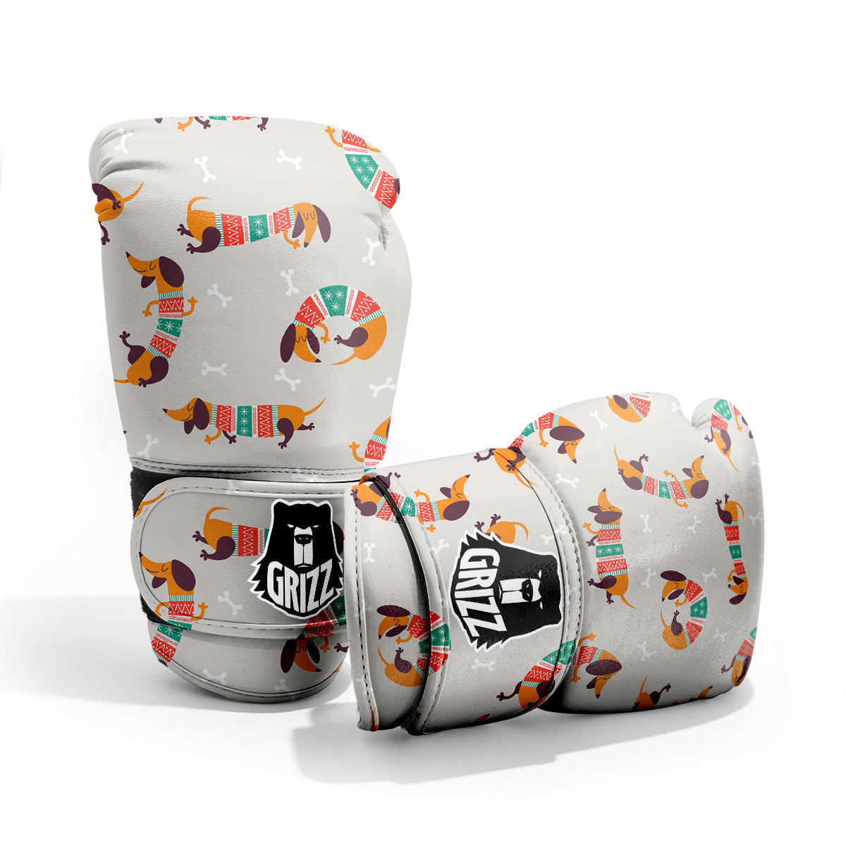Dachshund Xmas Print Pattern Pro Boxing Glove
