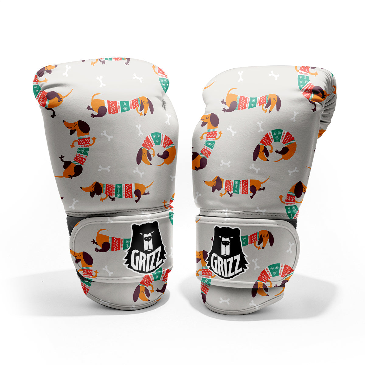 Dachshund Xmas Print Pattern Pro Boxing Glove
