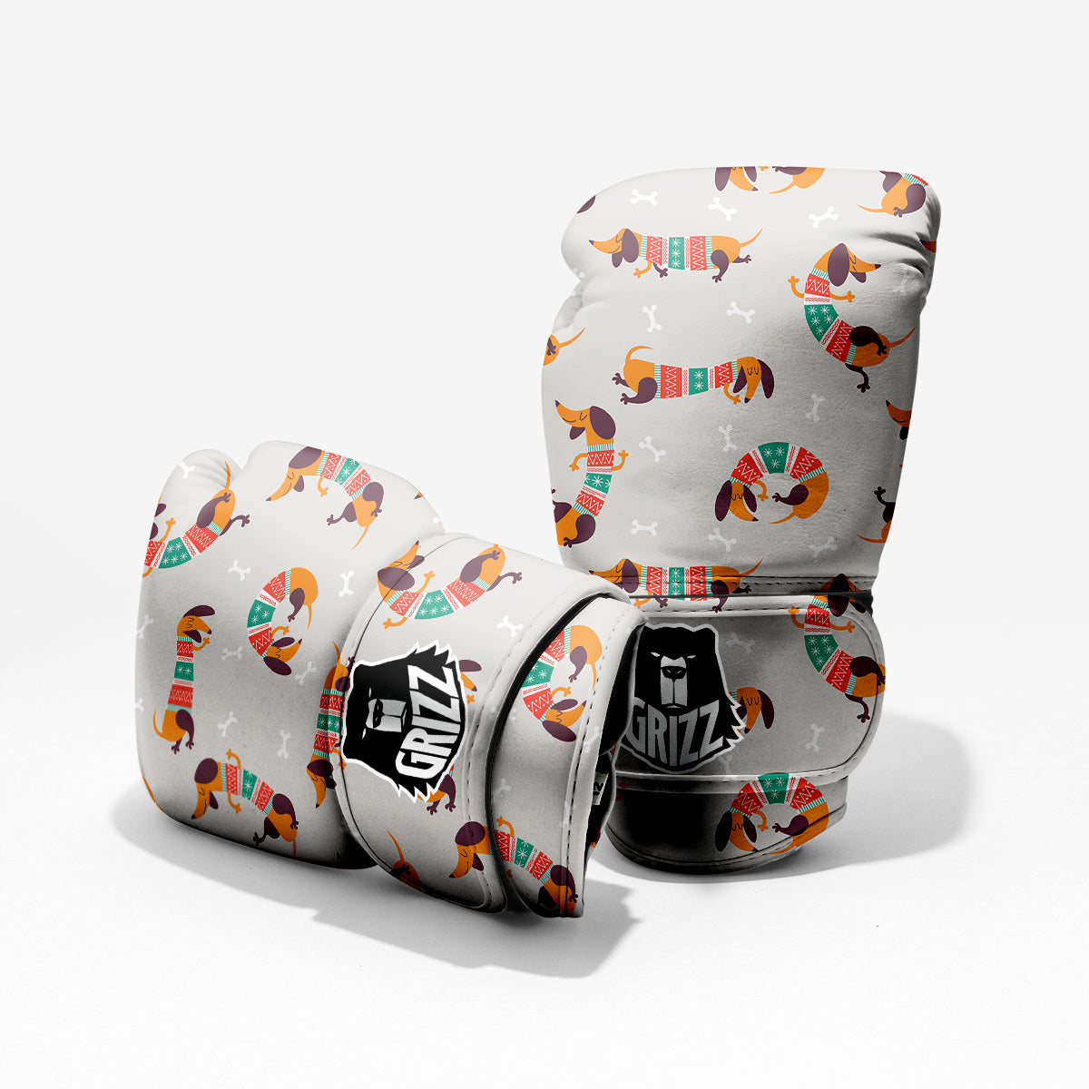 Dachshund Xmas Print Pattern Pro Boxing Glove