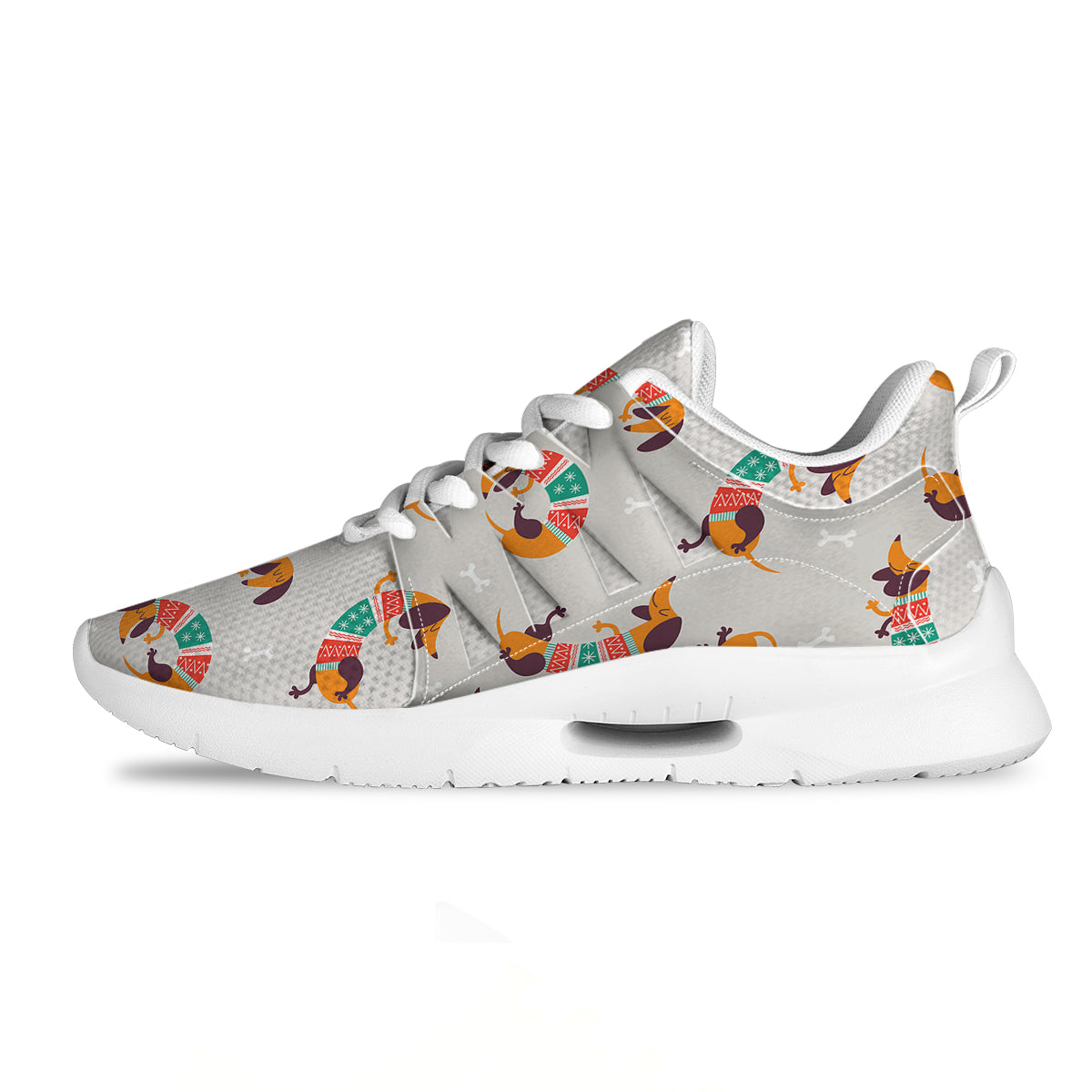 Dachshund Xmas Print Pattern Tennis Shoes-grizzshop