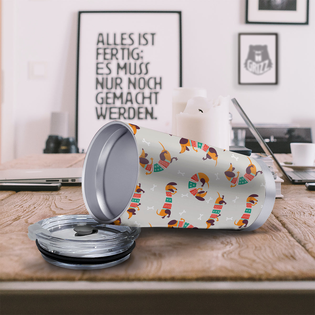Dachshund Xmas Print Pattern Tumbler-grizzshop