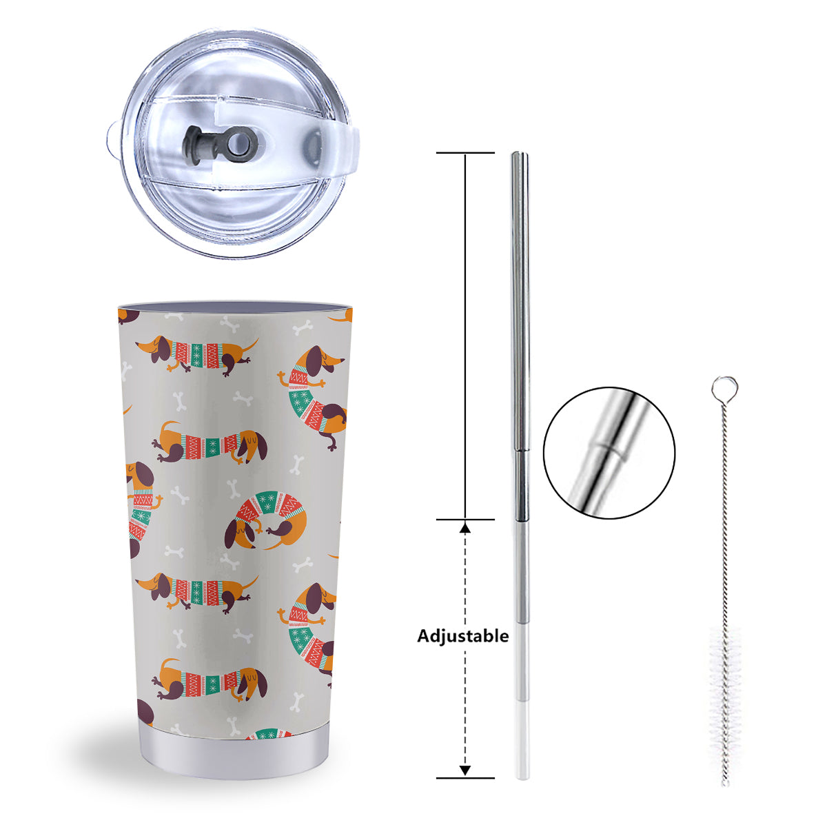 Dachshund Xmas Print Pattern Tumbler-grizzshop