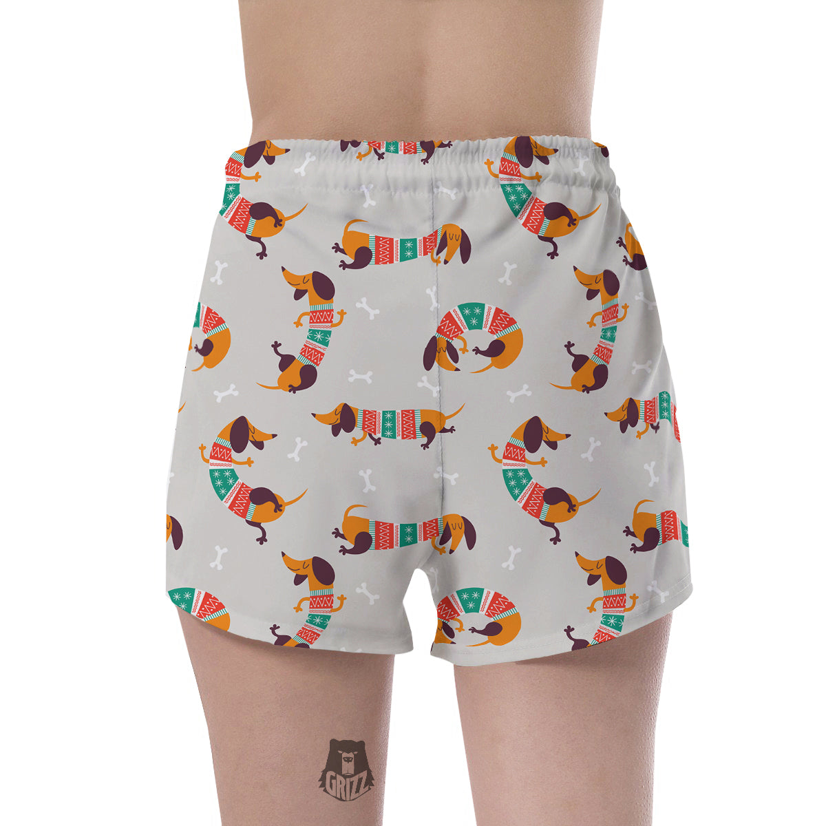 Dachshund Xmas Print Pattern Women's Shorts-grizzshop