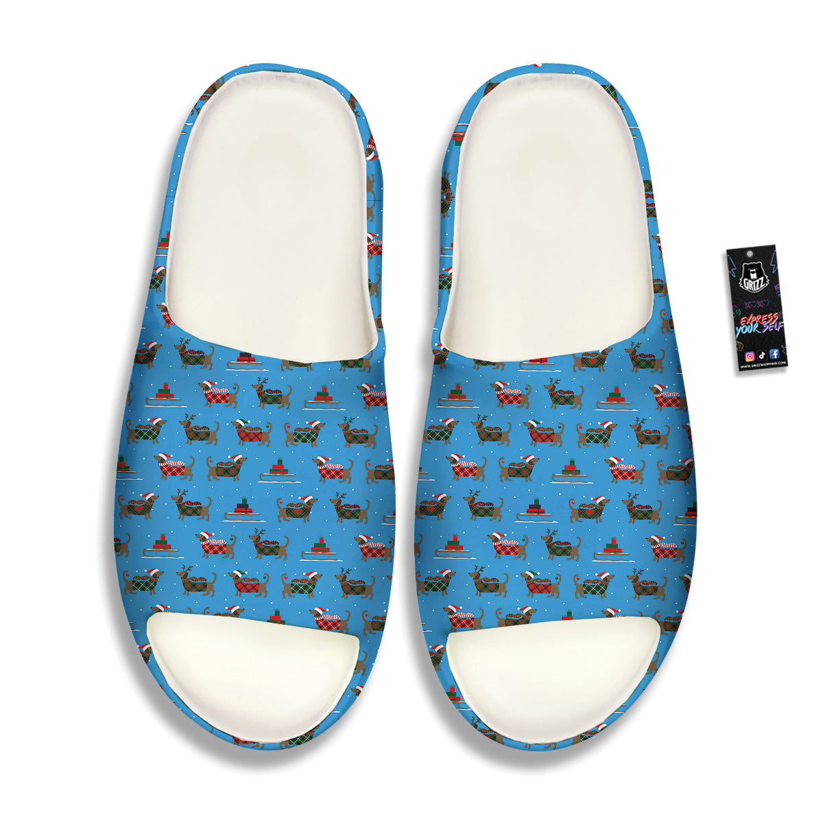 Dachshund Christmas Santa Print Sandals-grizzshop