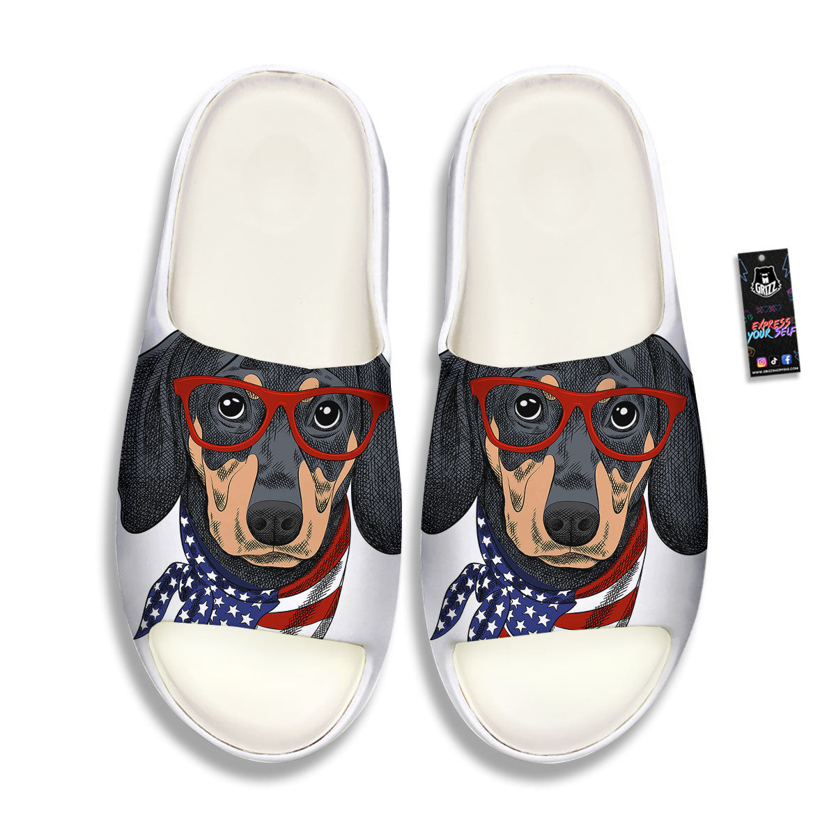 Dachshund Wearing Red Sunglasses Print Sandals-grizzshop