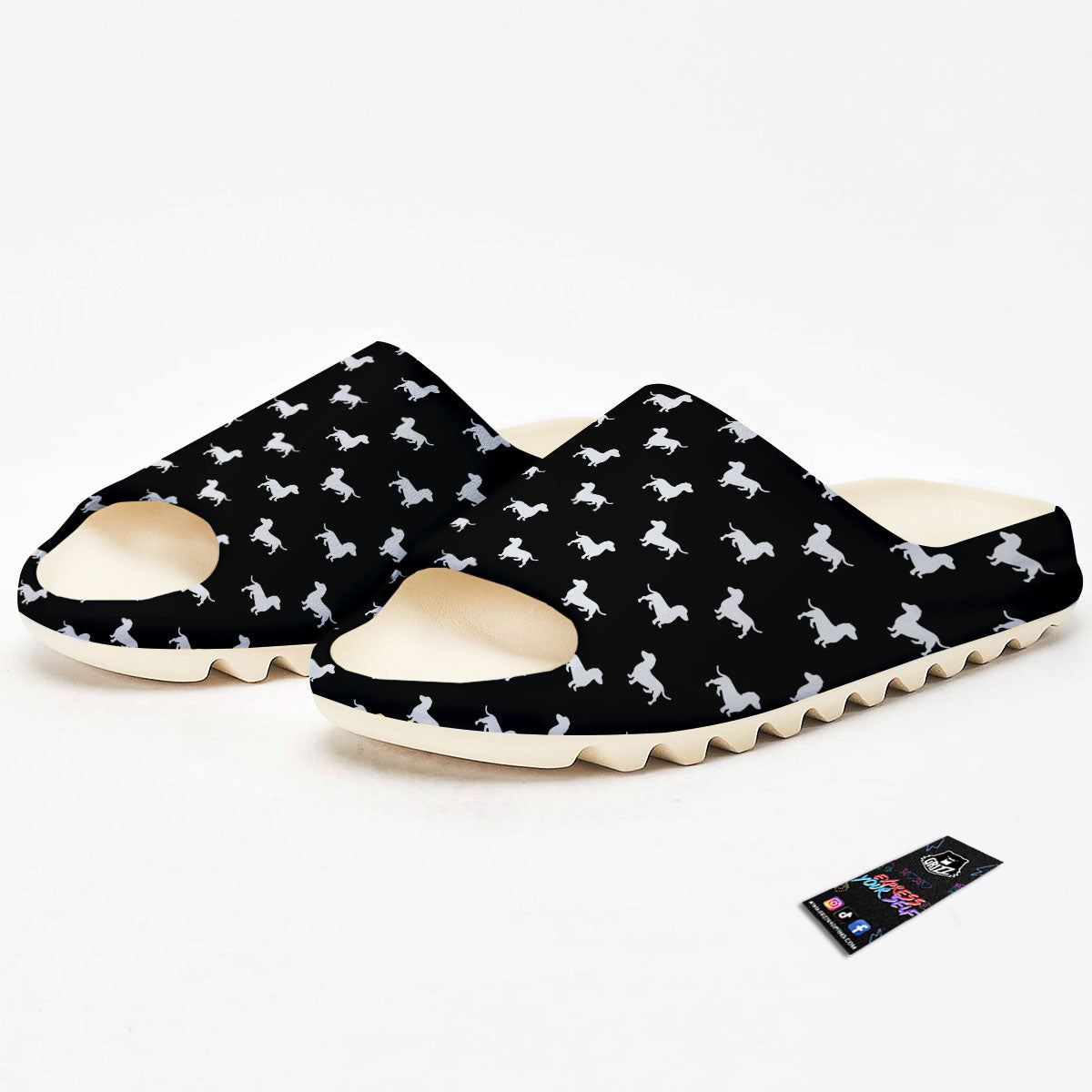 Dachshund White And Black Print Pattern Sandals-grizzshop