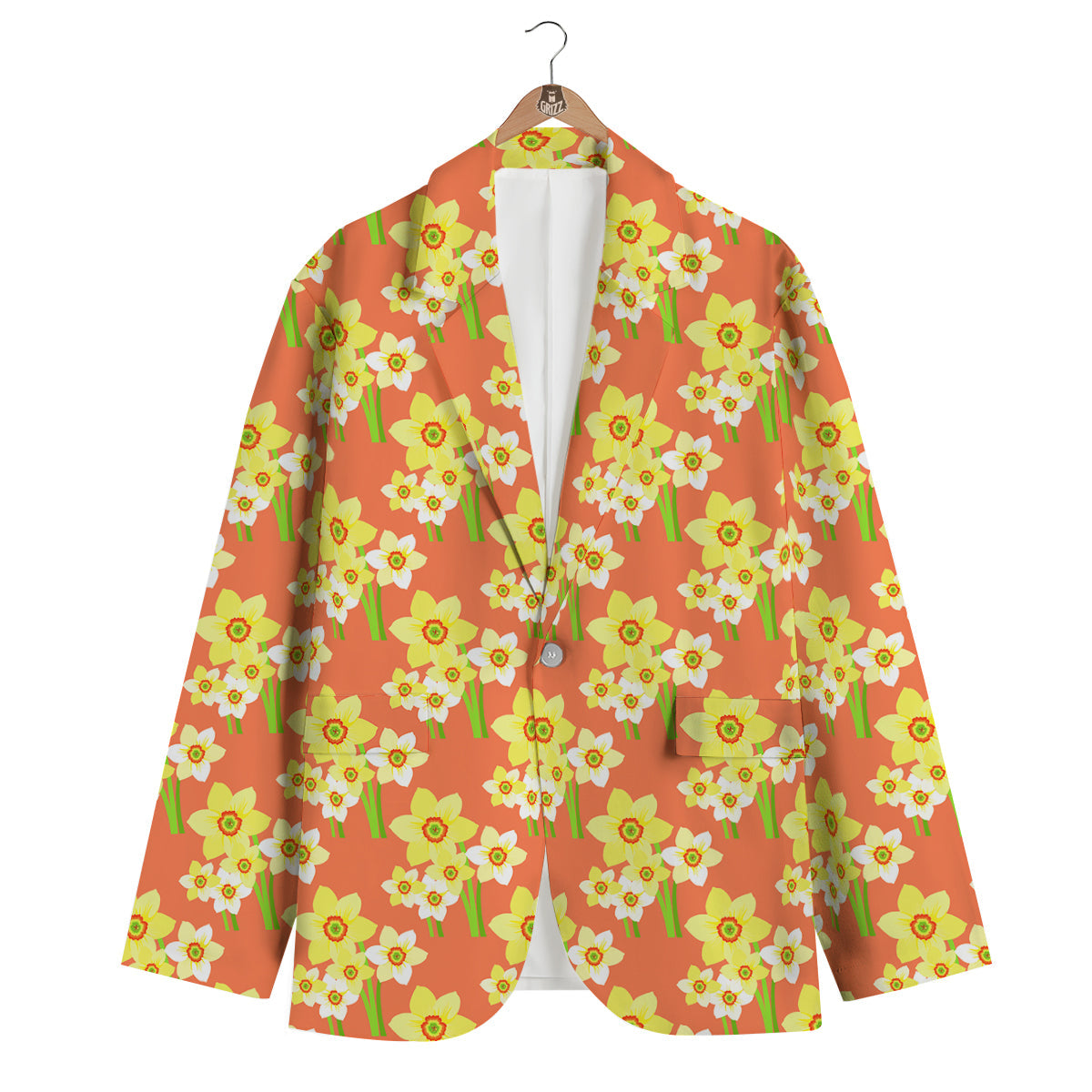 Daffodil And Pink Print Pattern Men's Blazer-grizzshop