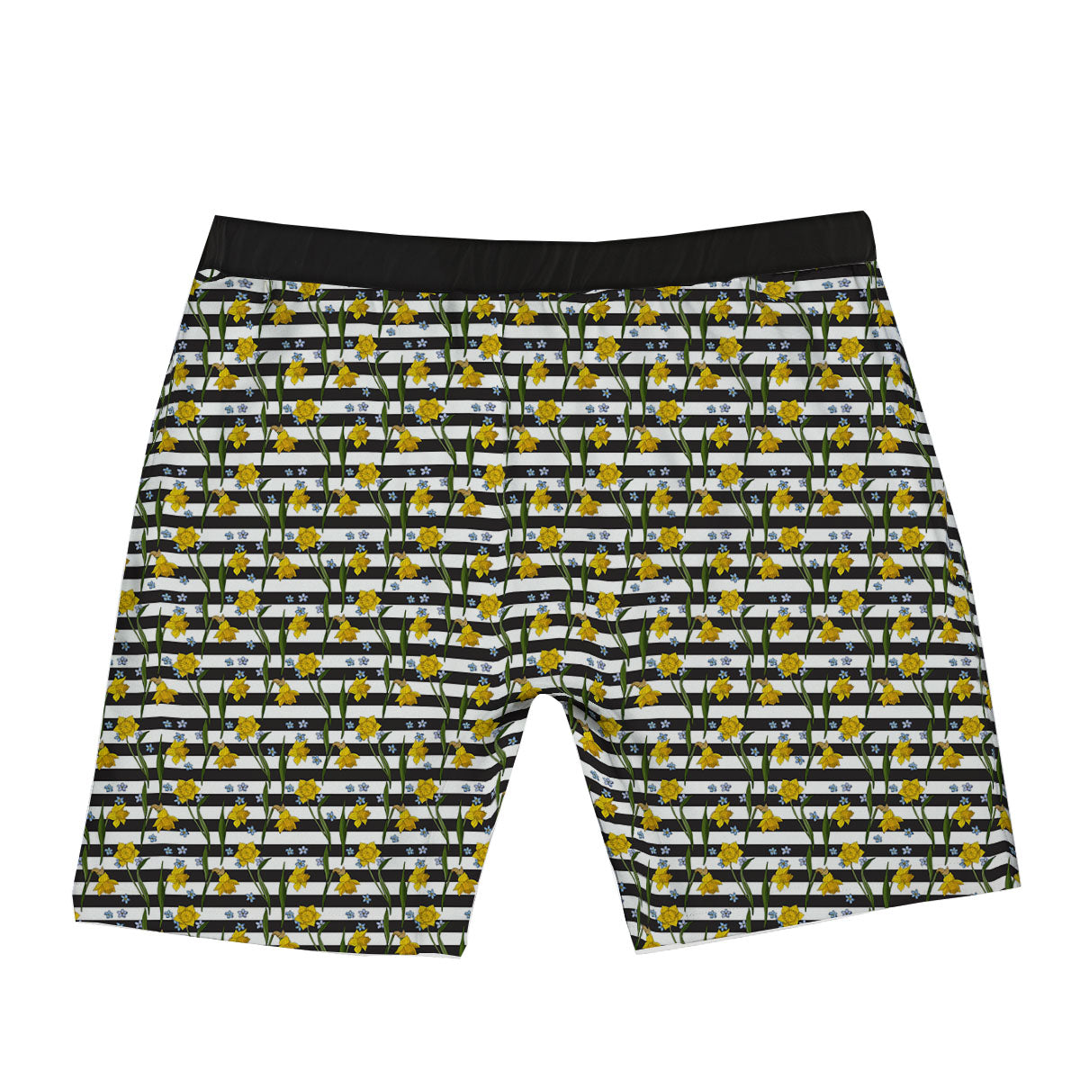 Daffodil Black Striped Print Pattern Boxer Briefs-grizzshop