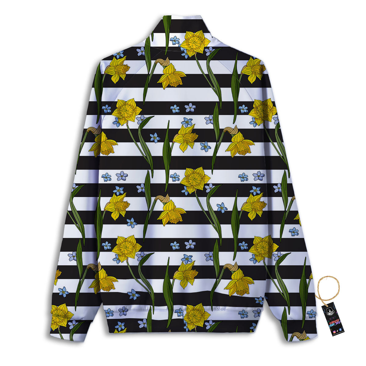 Daffodil Black Striped Print Pattern Track Jacket-grizzshop