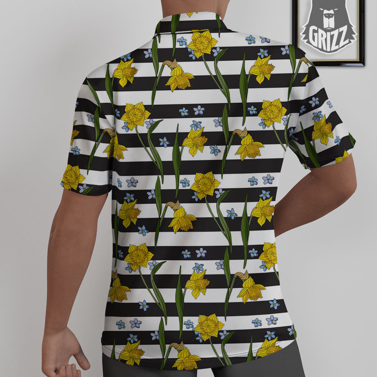 Daffodil Black Striped Print Pattern Untucked Shirts-grizzshop