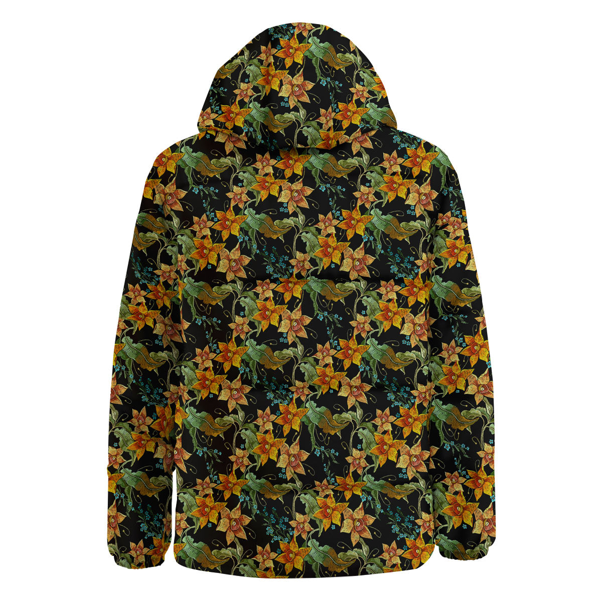 Daffodil Yellow And Black Print Pattern Down Jacket-grizzshop
