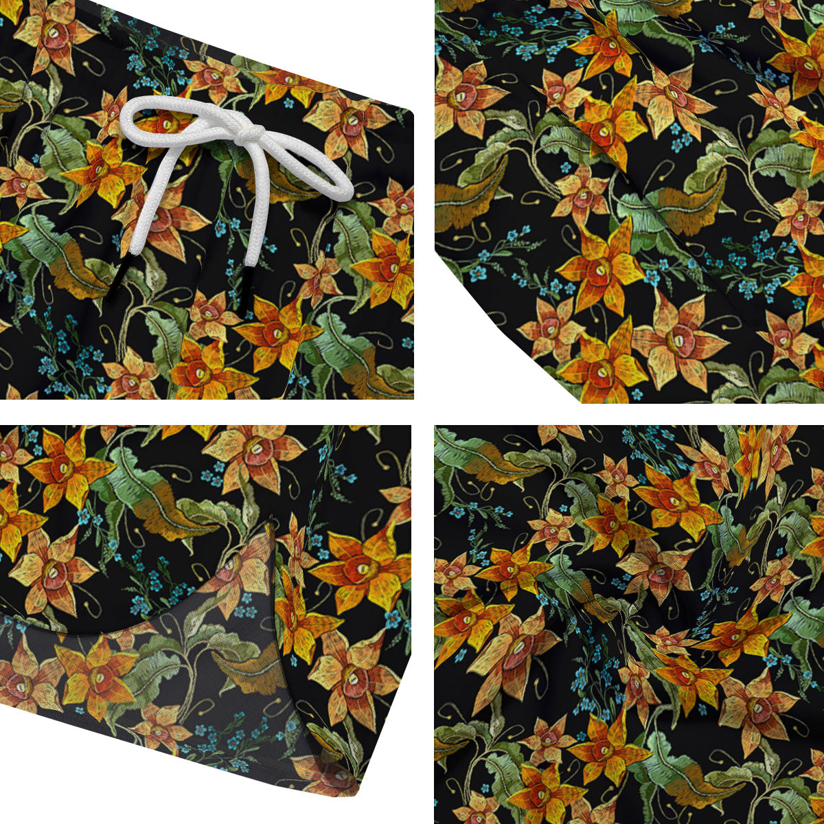 Daffodil Yellow And Black Print Pattern Men's Running Shorts-grizzshop