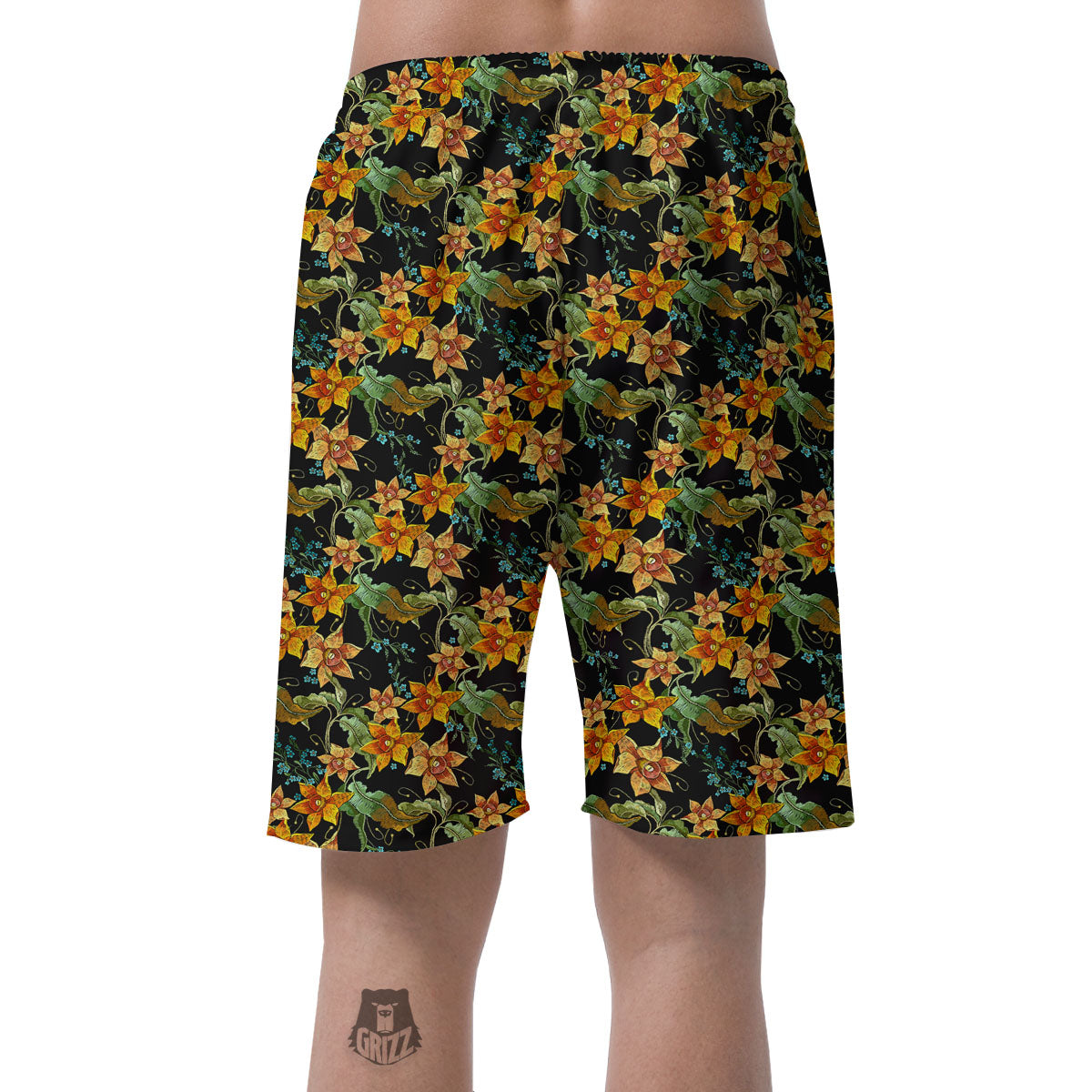 Daffodil Yellow And Black Print Pattern Men's Shorts-grizzshop