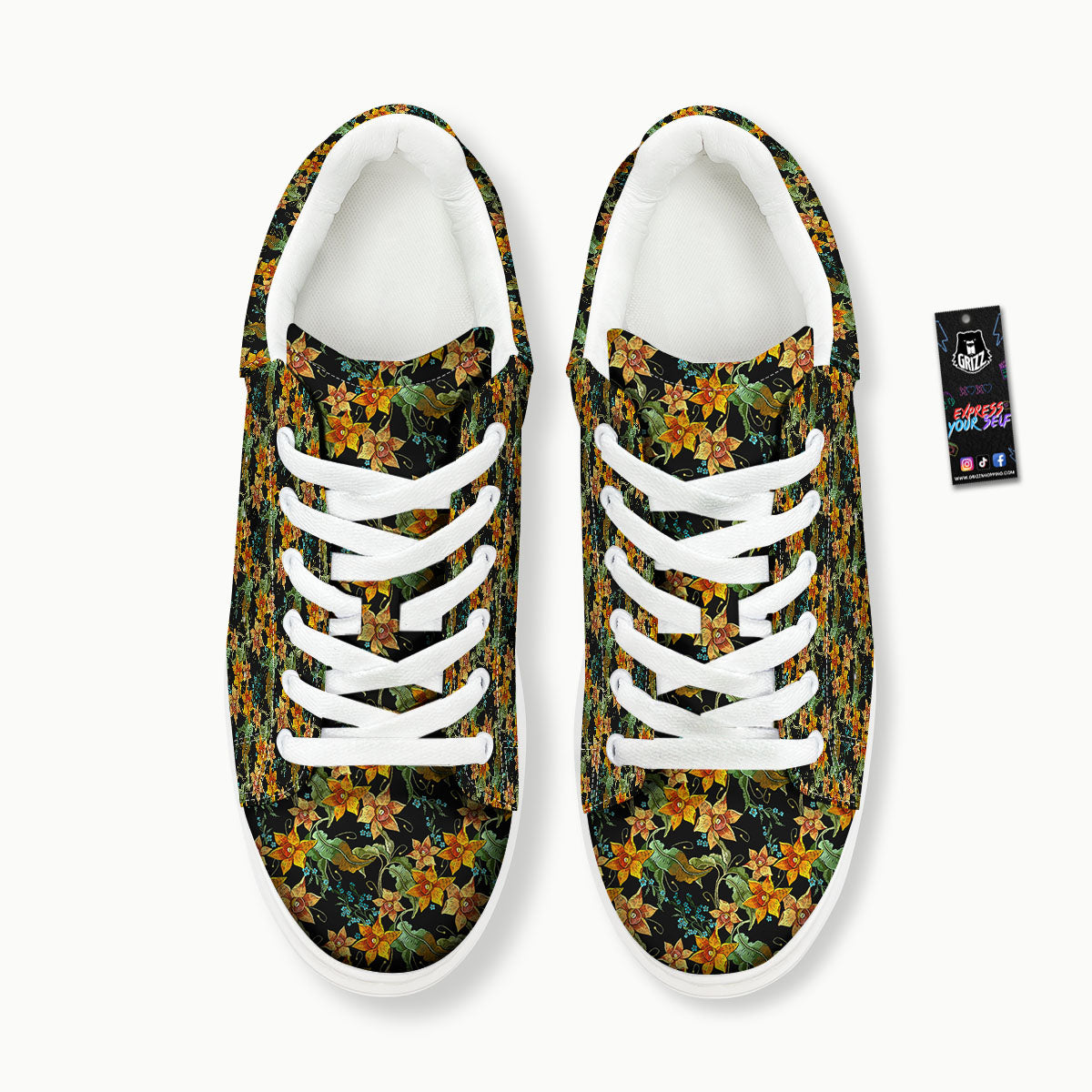 Daffodil Yellow And Black Print Pattern Platform Shoes-grizzshop