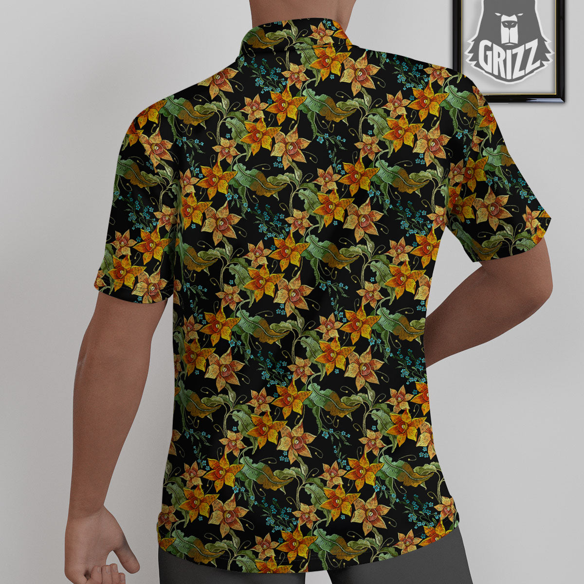 Daffodil Yellow And Black Print Pattern Untucked Shirts-grizzshop