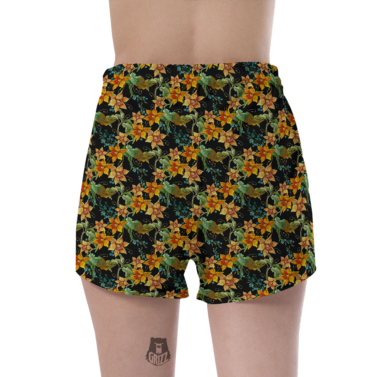 Daffodil Yellow And Black Print Pattern Women's Shorts-grizzshop