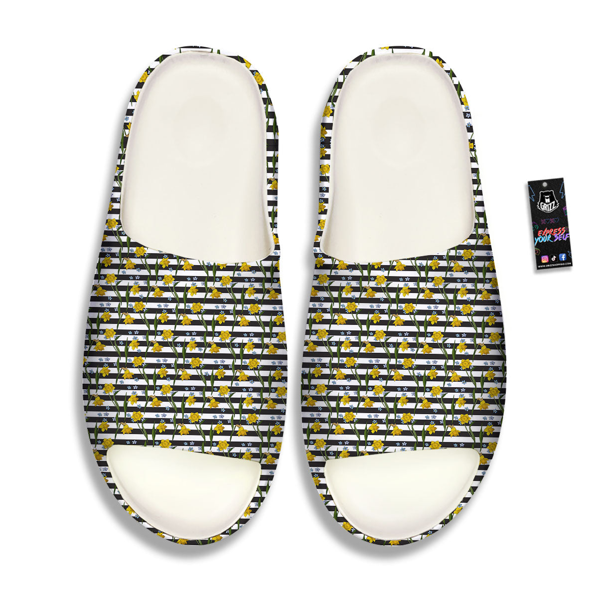 Daffodil Black Striped Print Pattern Sandals-grizzshop