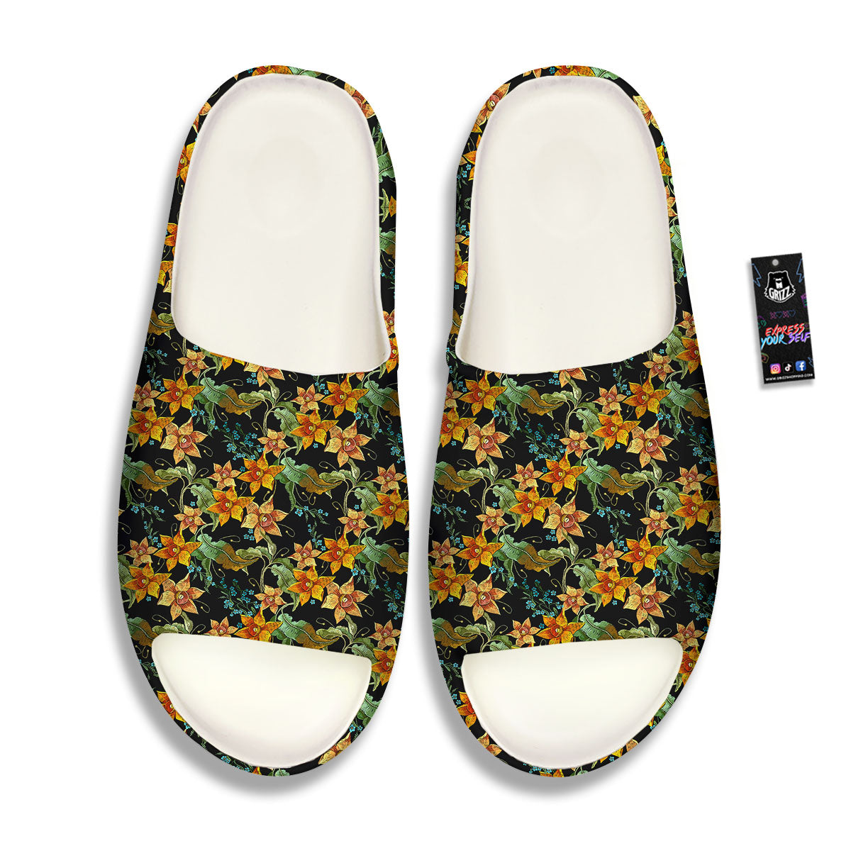 Daffodil Yellow And Black Print Pattern Sandals-grizzshop
