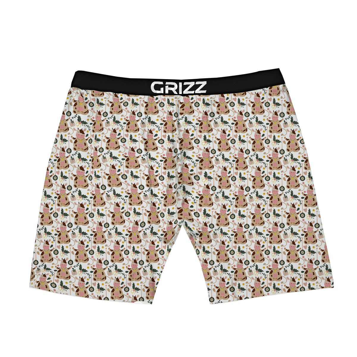 Dairy Cow Cartoon Happy Print Pattern Boxer Briefs-grizzshop