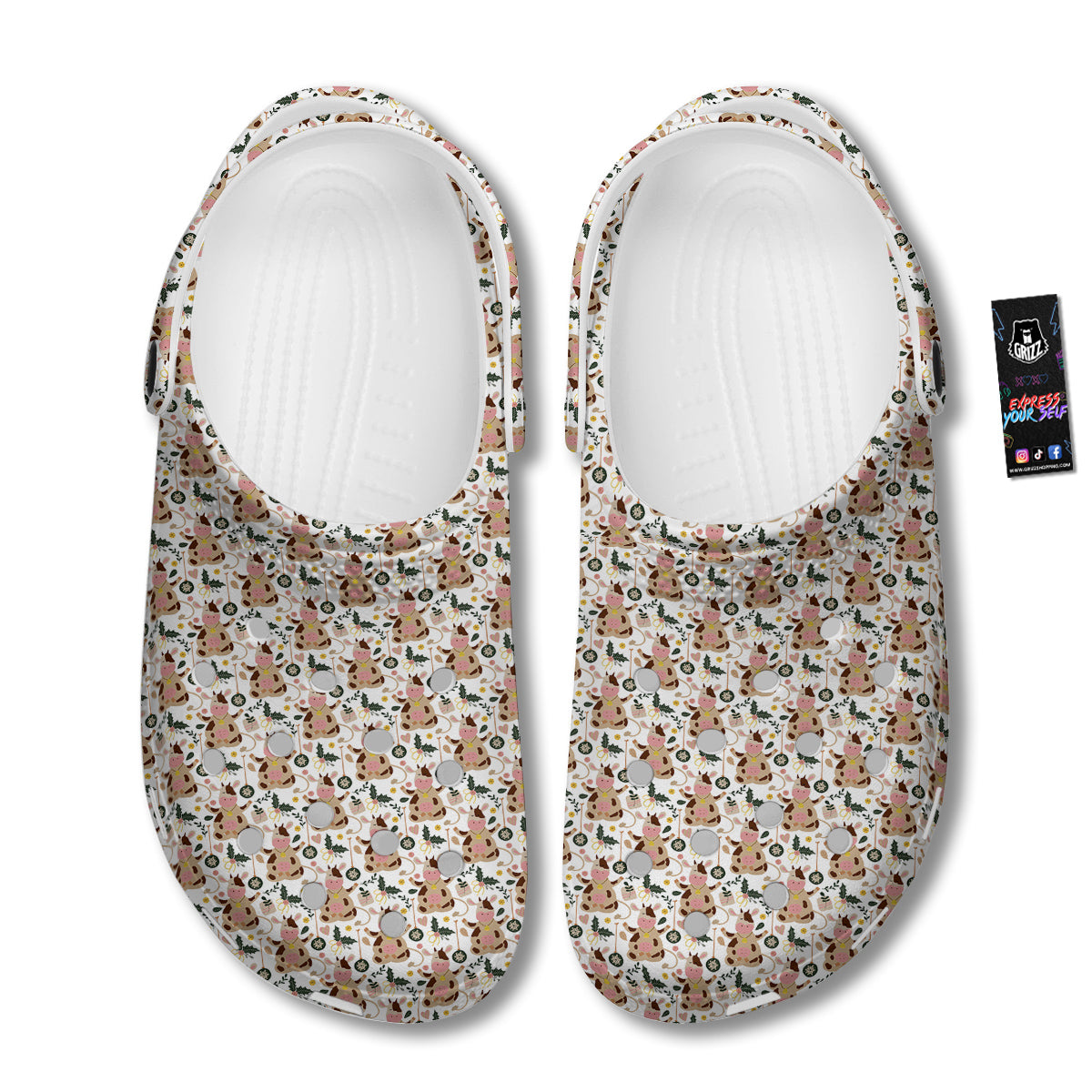 Dairy Cow Cartoon Happy Print Pattern Clog-grizzshop