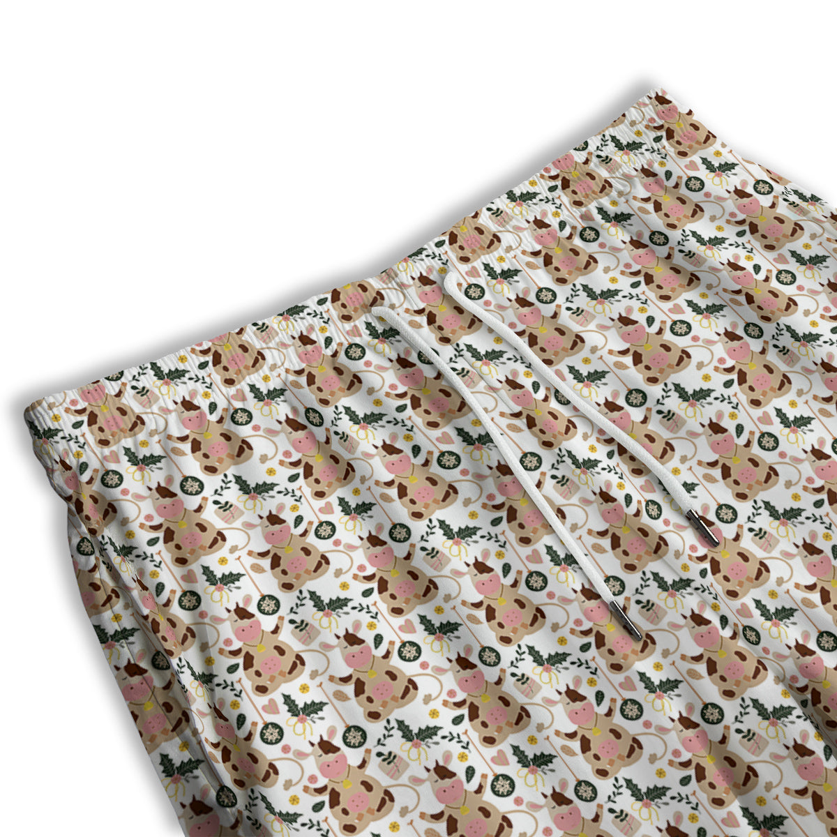 Dairy Cow Cartoon Happy Print Pattern Men's Athletic Shorts