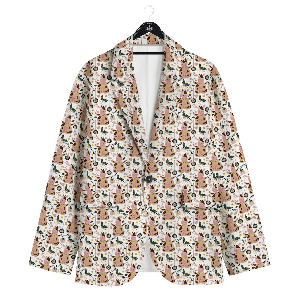 Dairy Cow Cartoon Happy Print Pattern Men's Sport Coat-grizzshop