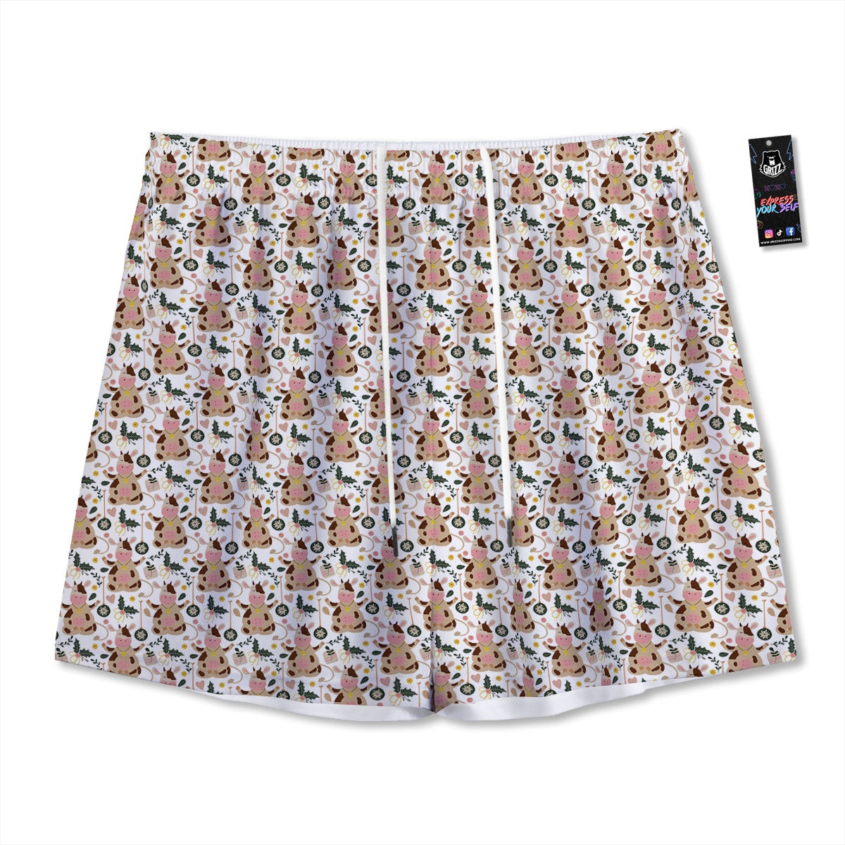 Eggs Print Pattern Mesh Shorts