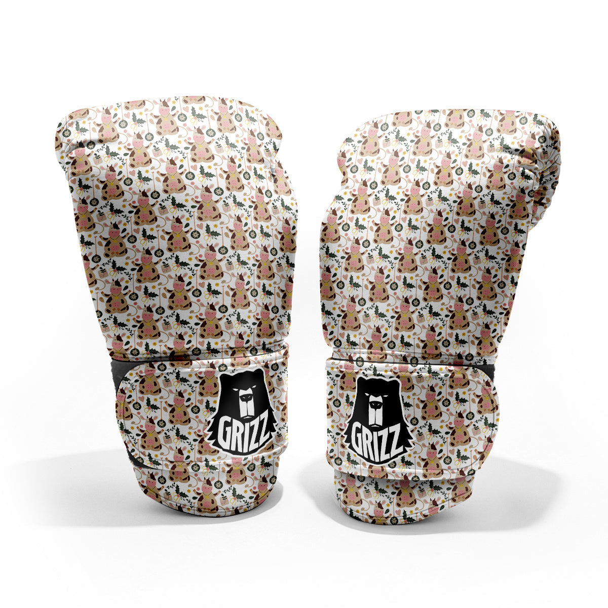 Dairy Cow Cartoon Happy Print Pattern Pro Boxing Glove