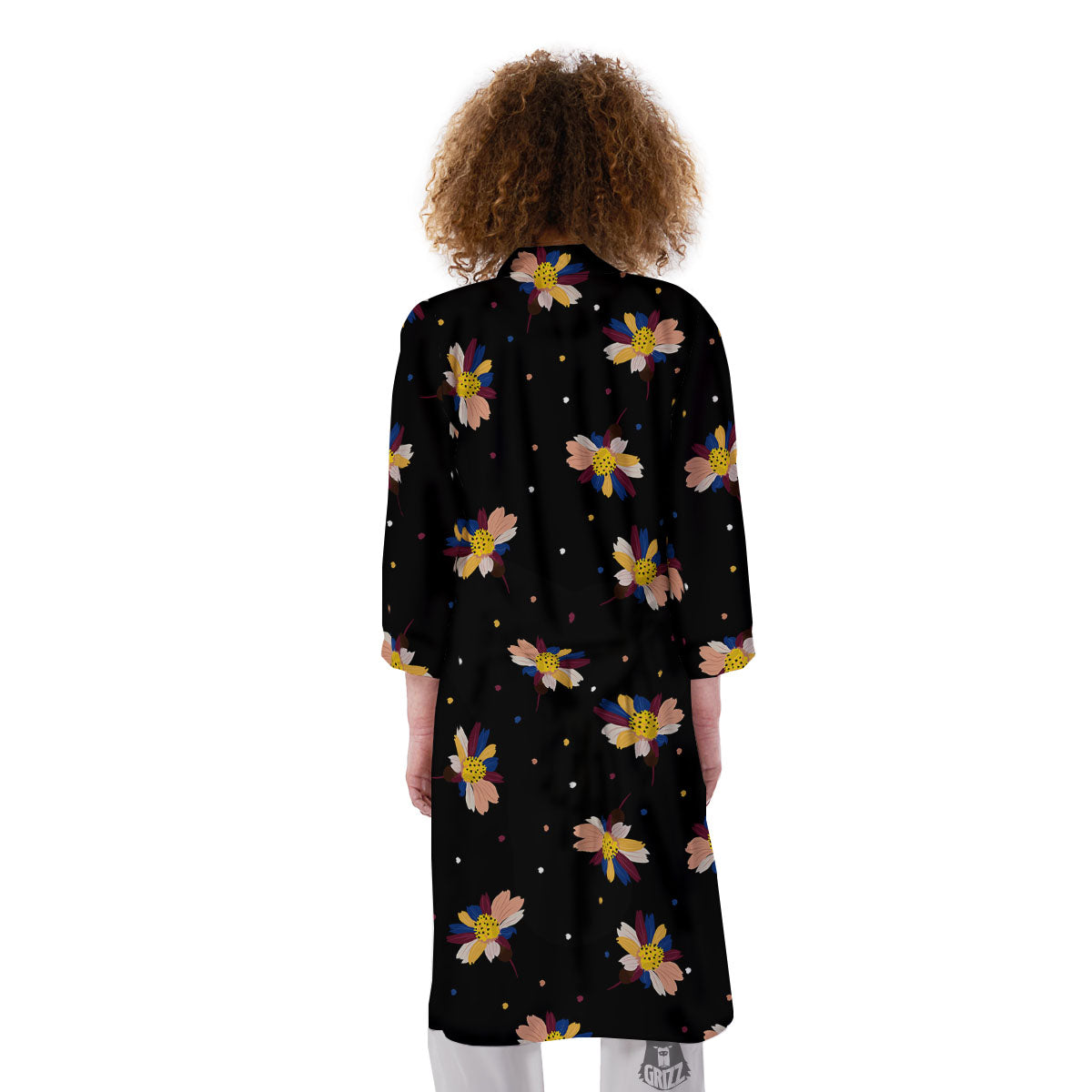 Daisy Floral Polka Dot Print Pattern Kimono-grizzshop