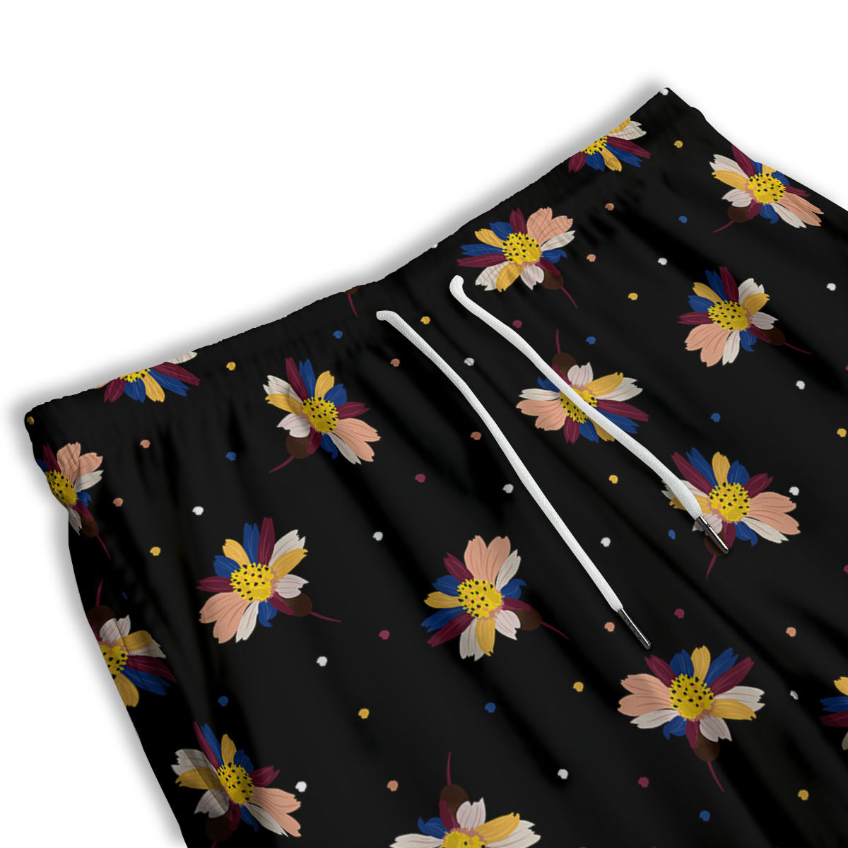 Daisy Floral Polka Dot Print Pattern Men's Athletic Shorts
