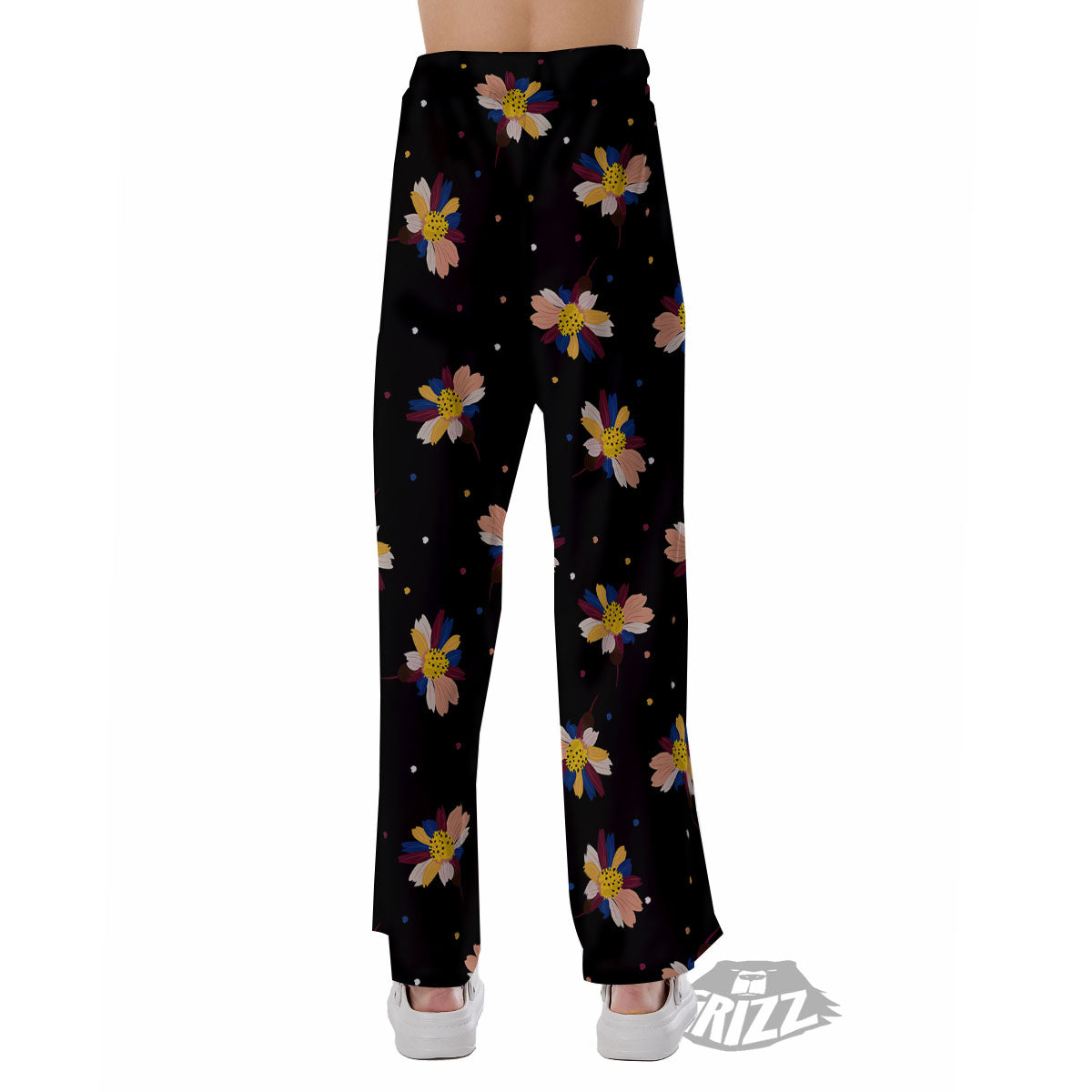 Daisy Floral Polka Dot Print Pattern Pajama Pants-grizzshop
