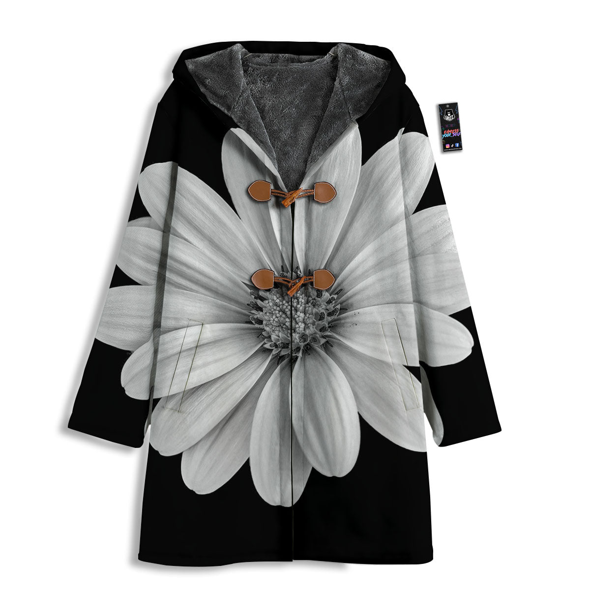 Daisy Flower Monochrome Print Men's Windbreaker Jacket-grizzshop