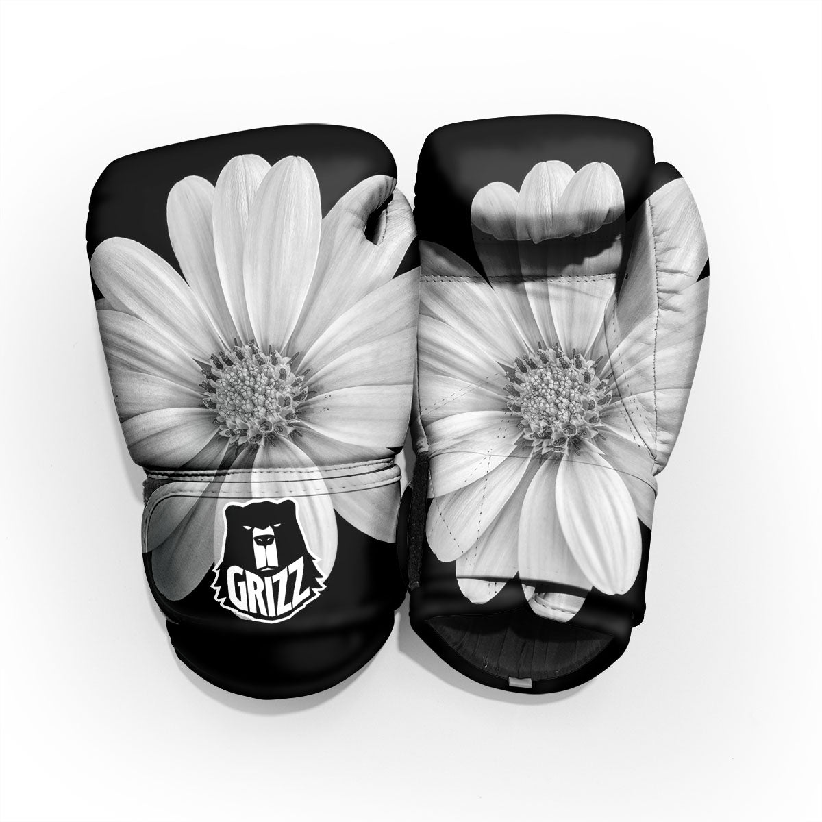 Daisy Flower Monochrome Print Sparring Gloves-grizzshop