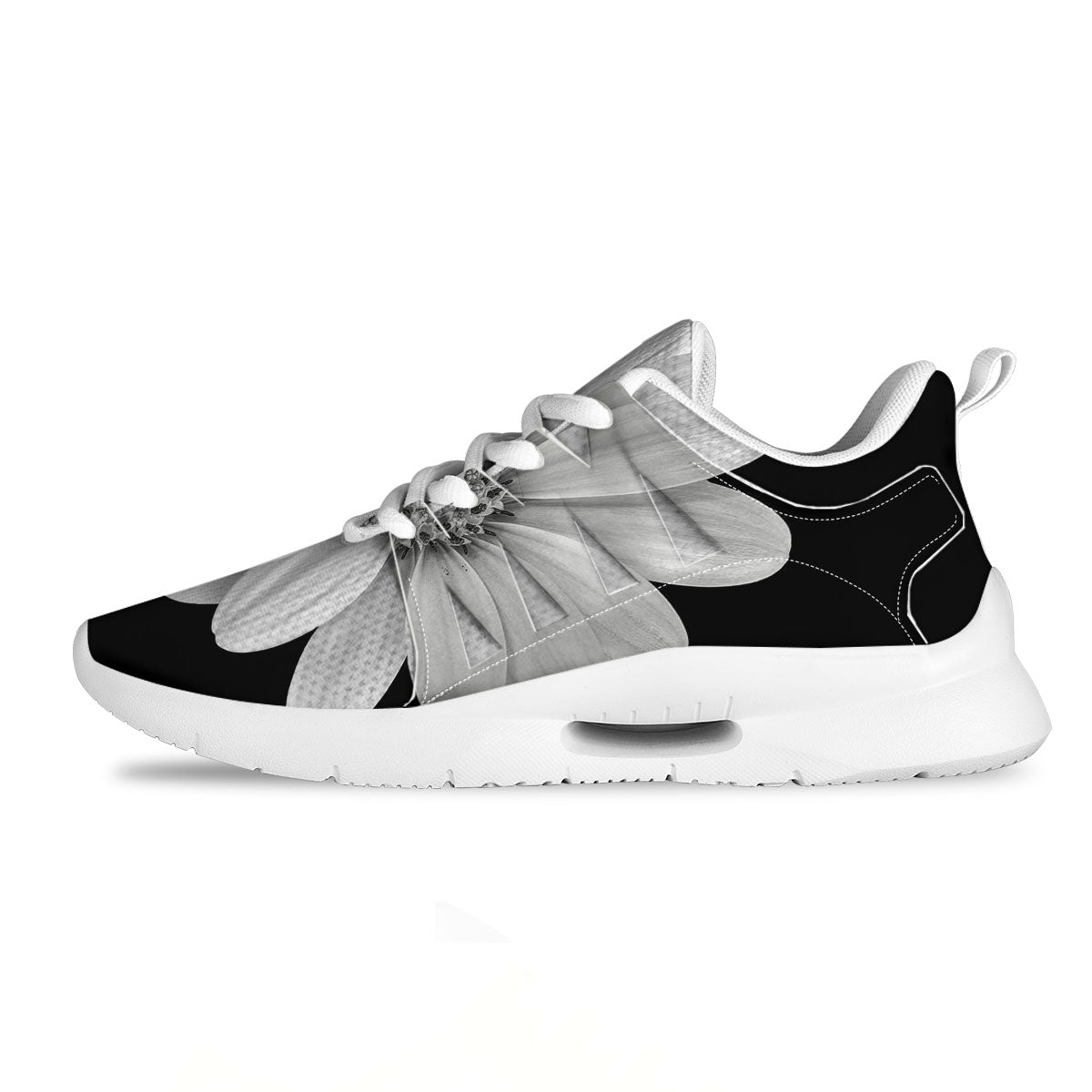 Daisy Flower Monochrome Print Tennis Shoes-grizzshop