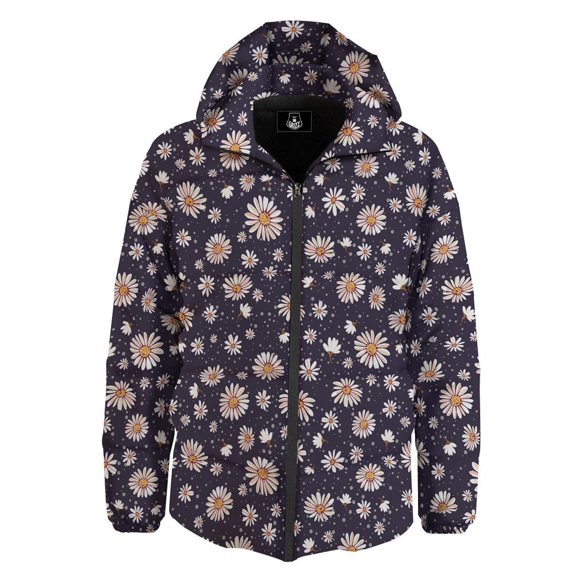 Daisy Flower Polka Dot Print Pattern Down Jacket-grizzshop