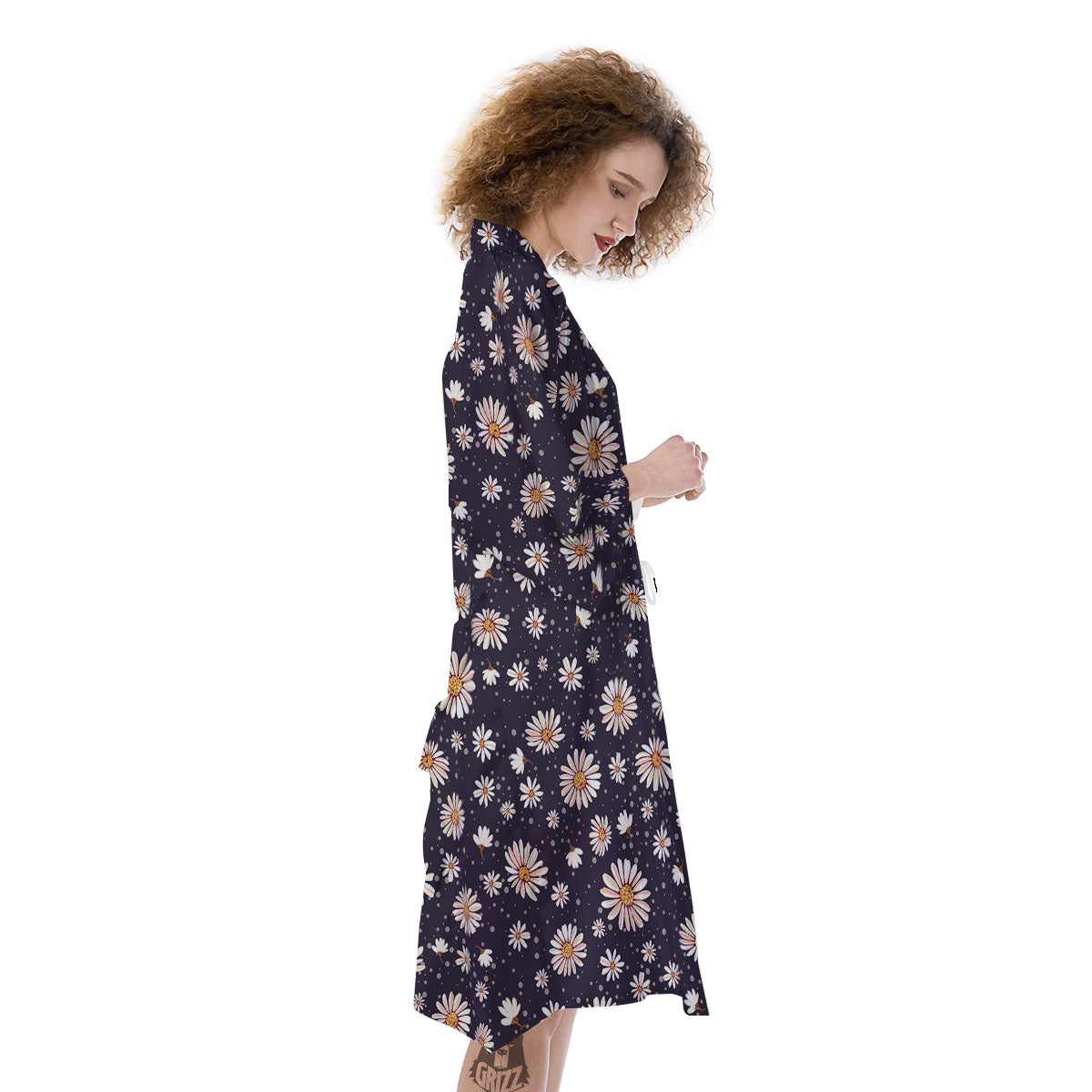 Daisy Flower Polka Dot Print Pattern Kimono-grizzshop