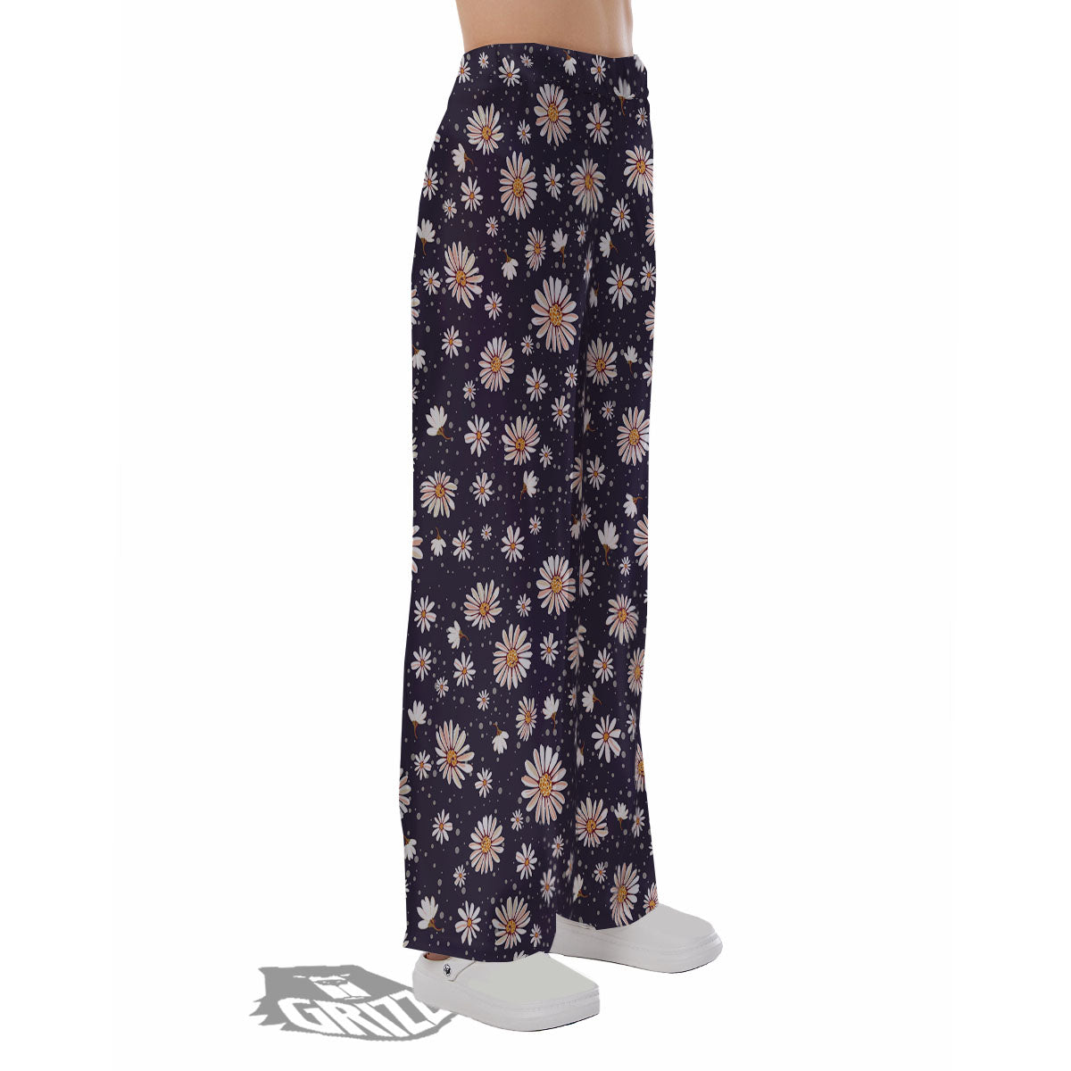 Daisy Flower Polka Dot Print Pattern Pajama Pants-grizzshop