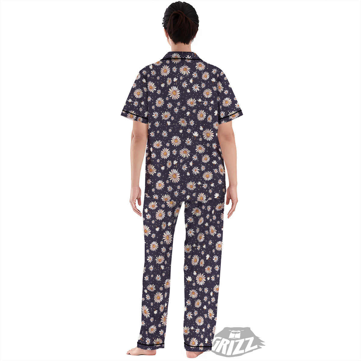 Daisy Flower Polka Dot Print Pattern Women's Pajamas Set-grizzshop